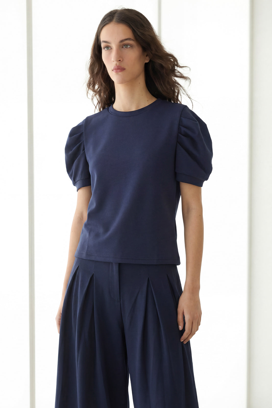KOKO Modal Puff Sleeve Top – Navy