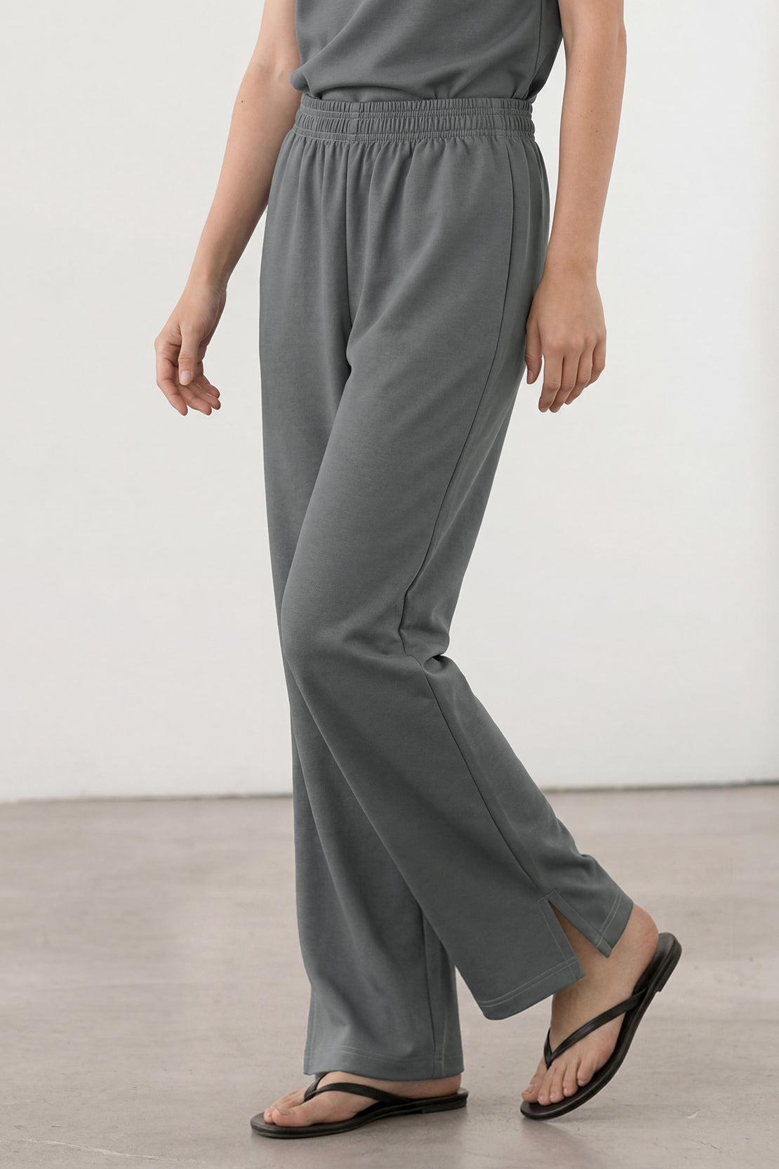 KOKO Modal Wide-Leg Bottom – Dark Grey