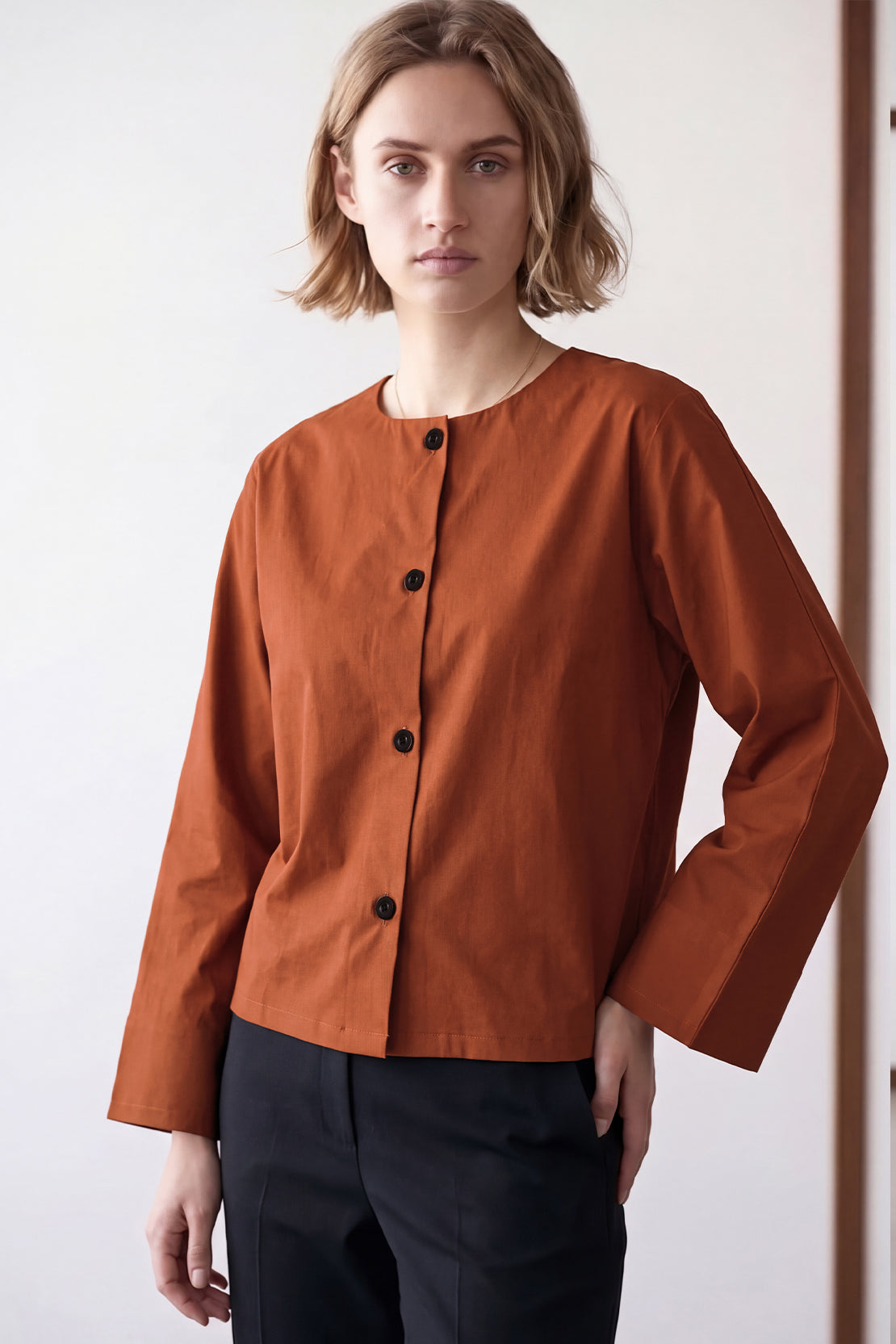KOKO Air Teck Button Front Shirt – Brown