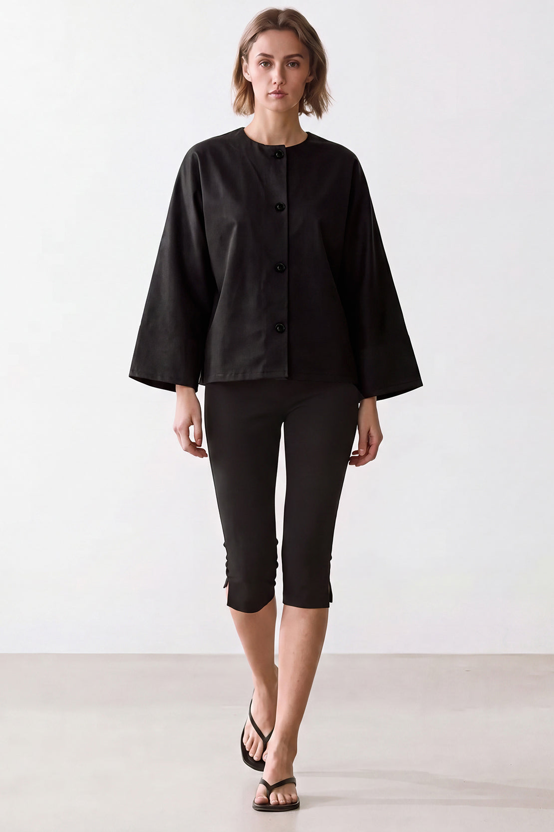 KOKO Air Teck Button Front Shirt – Black