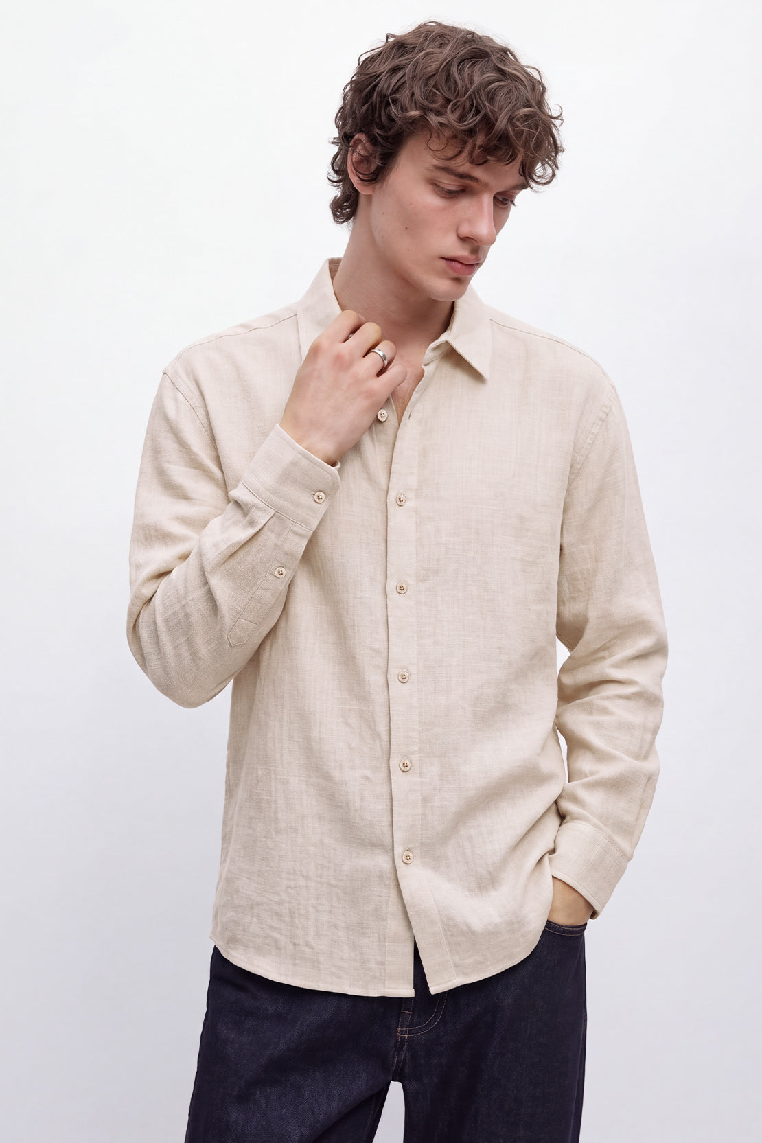 KOKO Plain Linen Shirt – Beige