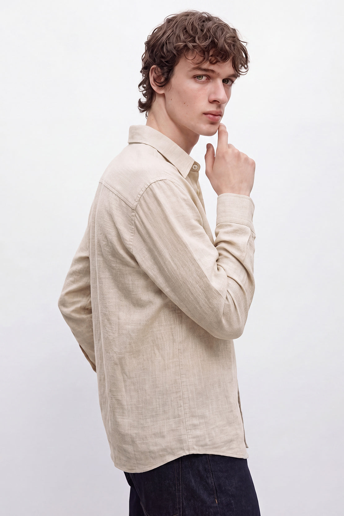 KOKO Plain Linen Shirt – Beige