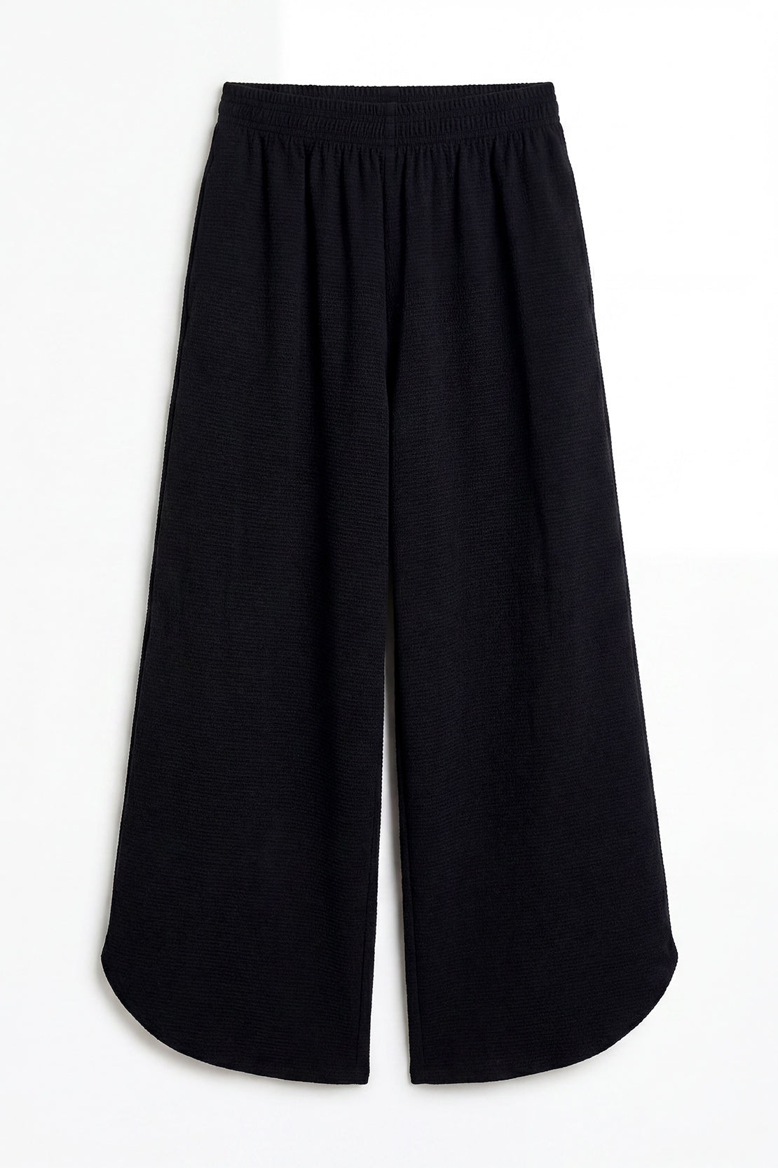 KOKO Textured Knit Wide Leg Bottom with Side Slit – Black