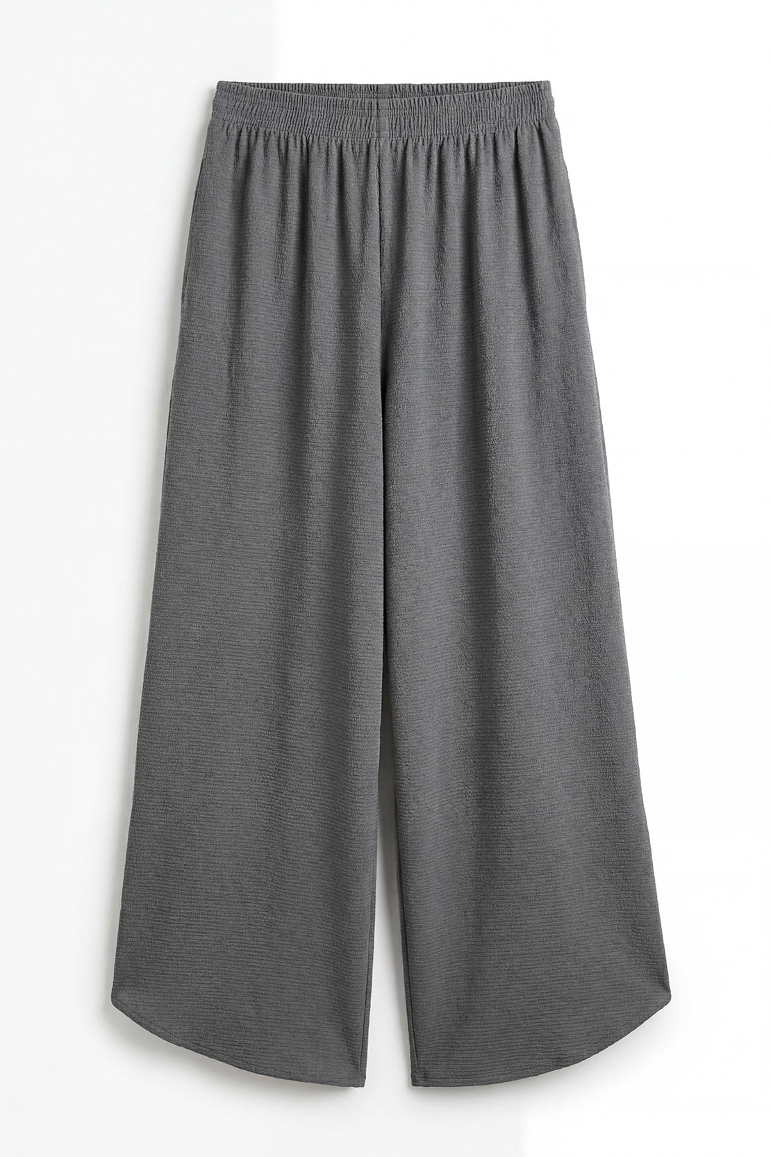 KOKO Textured Knit Wide Leg Bottom with Side Slit – Dark Grey