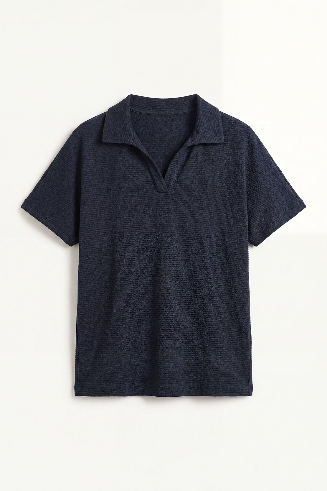 KOKO Textured Knit Cap Sleeve Polo – Navy