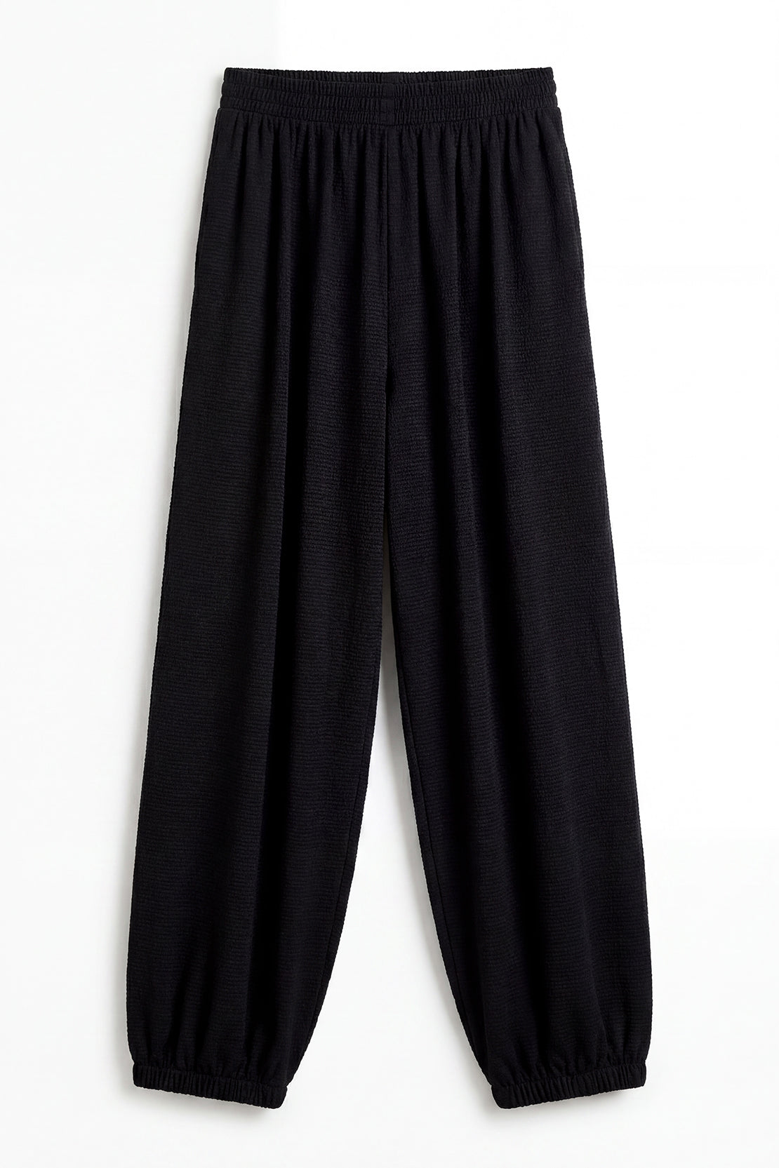 KOKO Textured Knit Cuffed Hem Bottom – Black