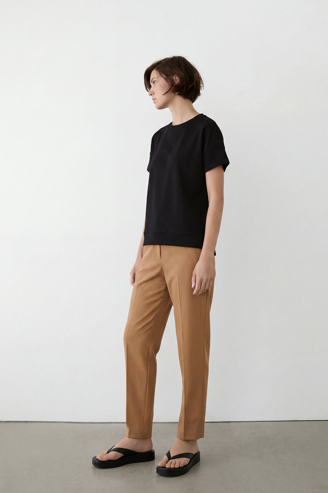 KOKO Sheen Modal Relaxed Crew Neck Top – Black