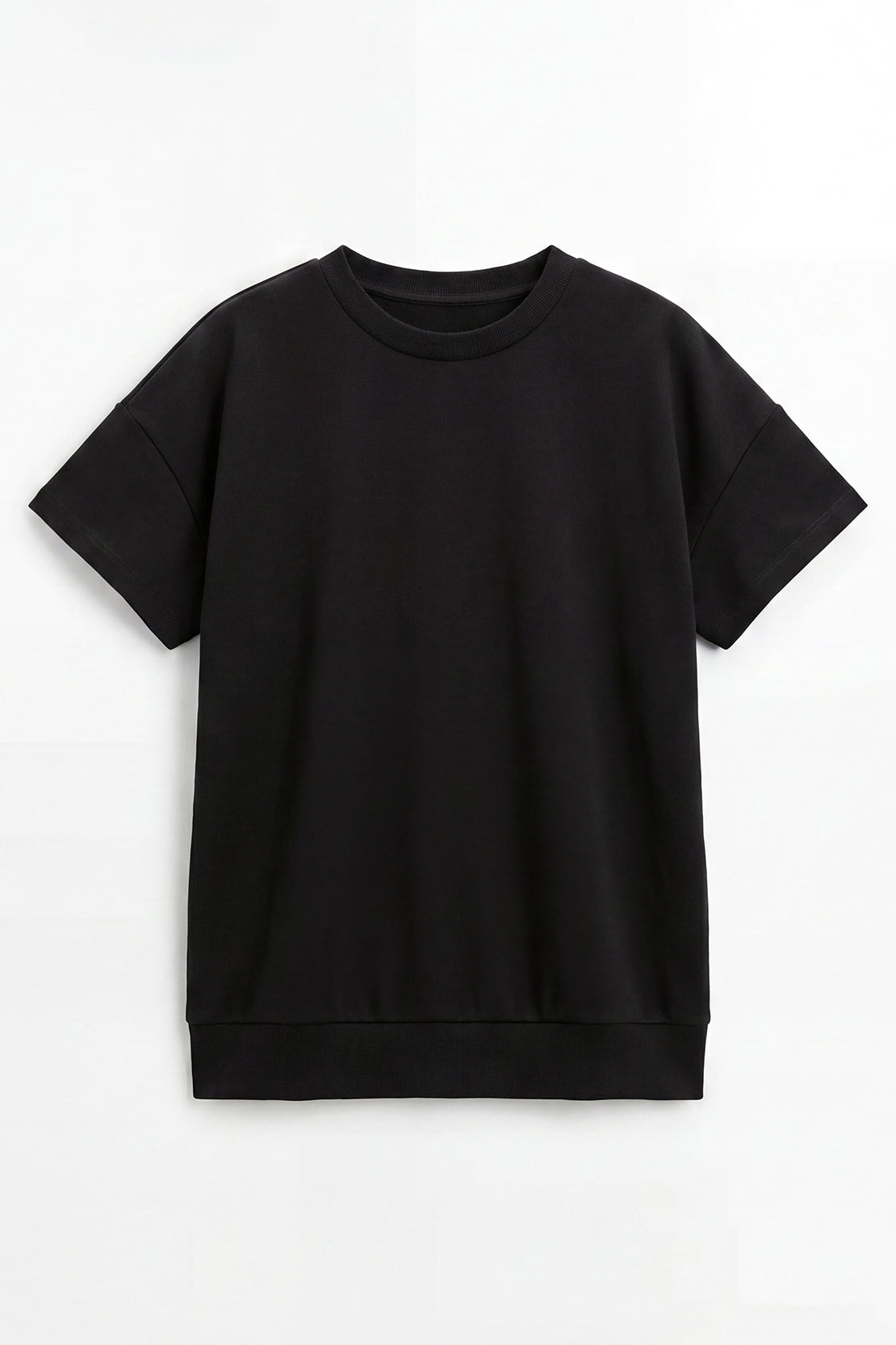 KOKO Sheen Modal Relaxed Crew Neck Top – Black