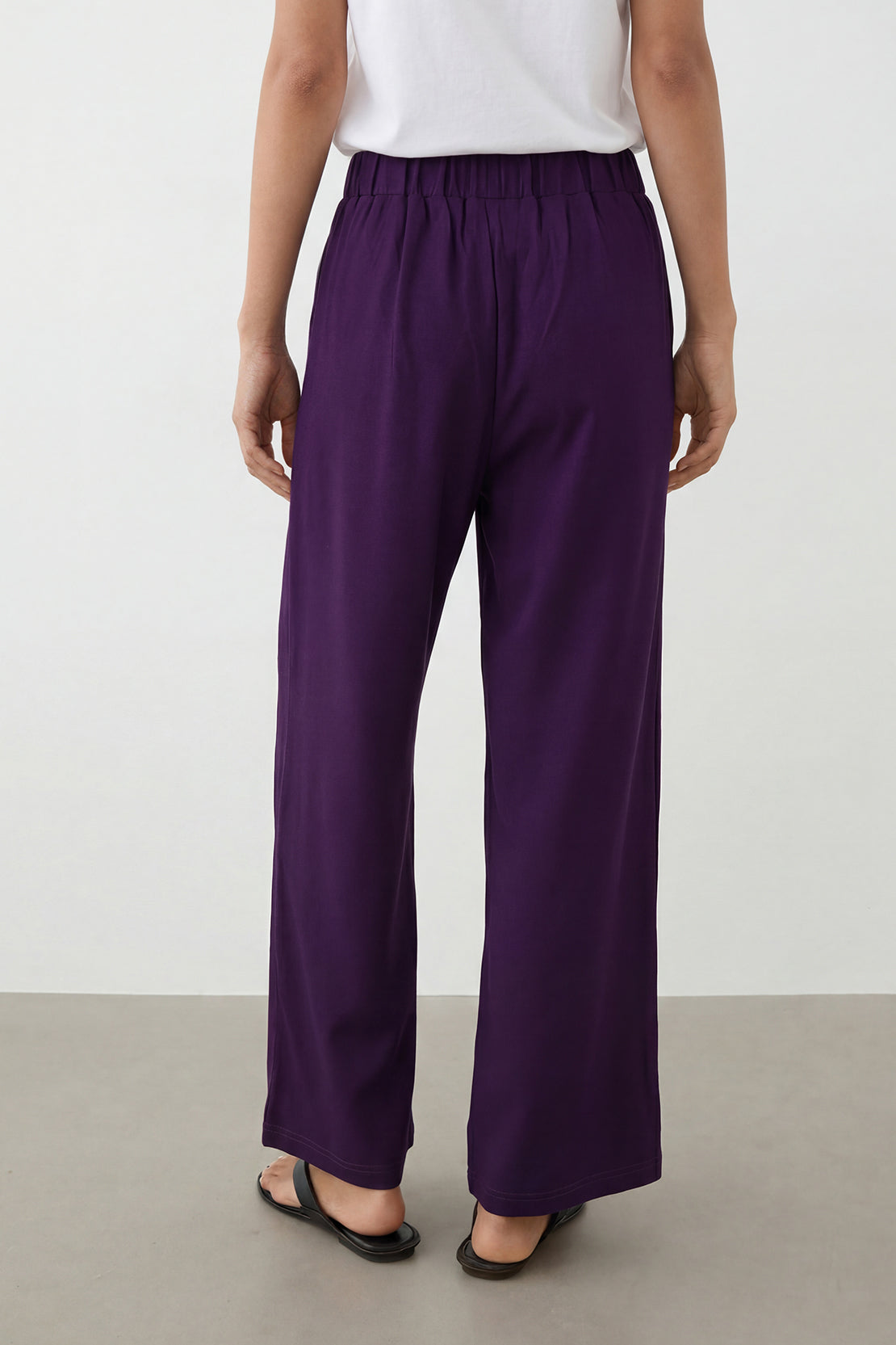 KOKO Modal Blend Pleated Wide-Leg Pants – purple