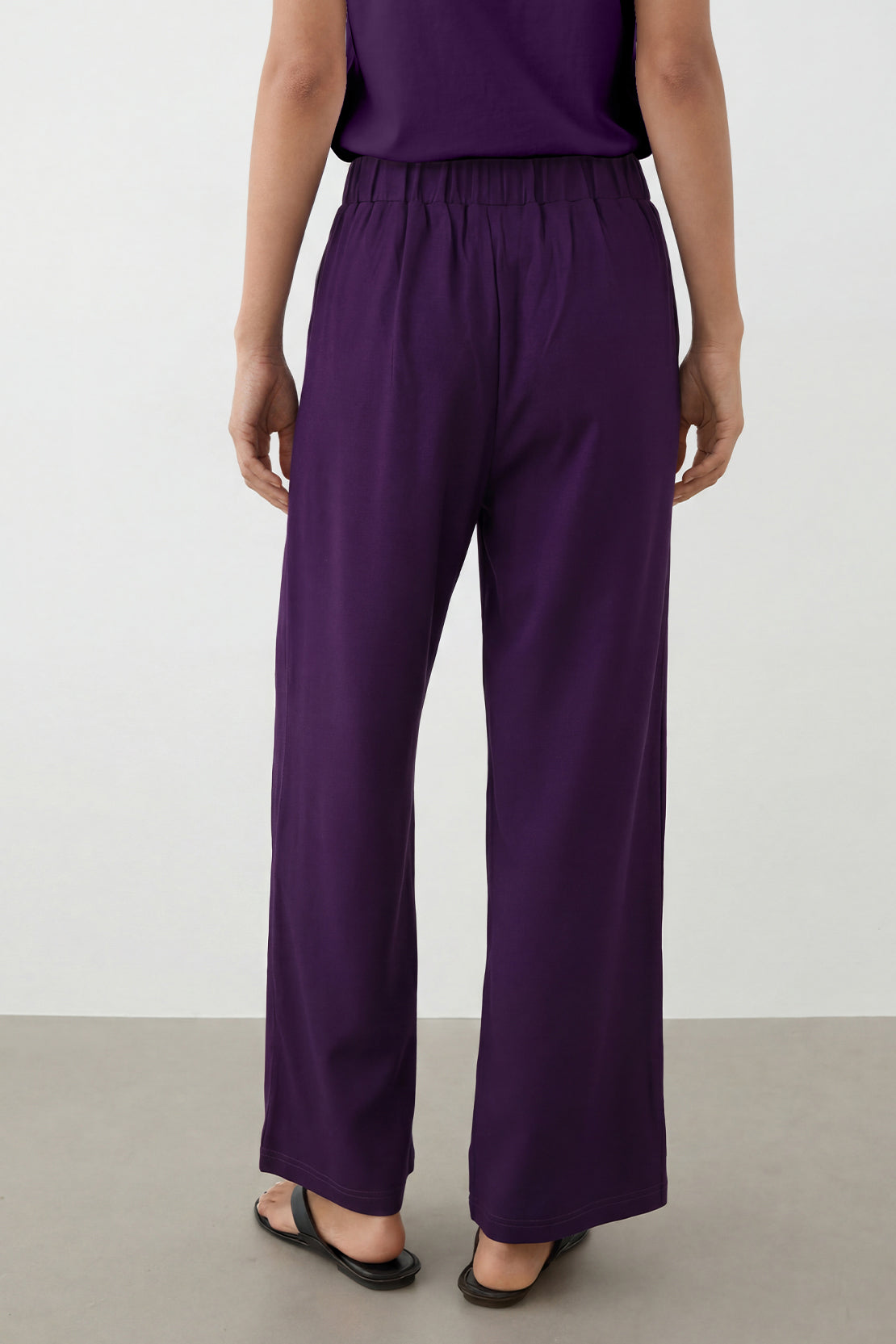 KOKO Modal Blend Pleated Wide-Leg Pants – Berry