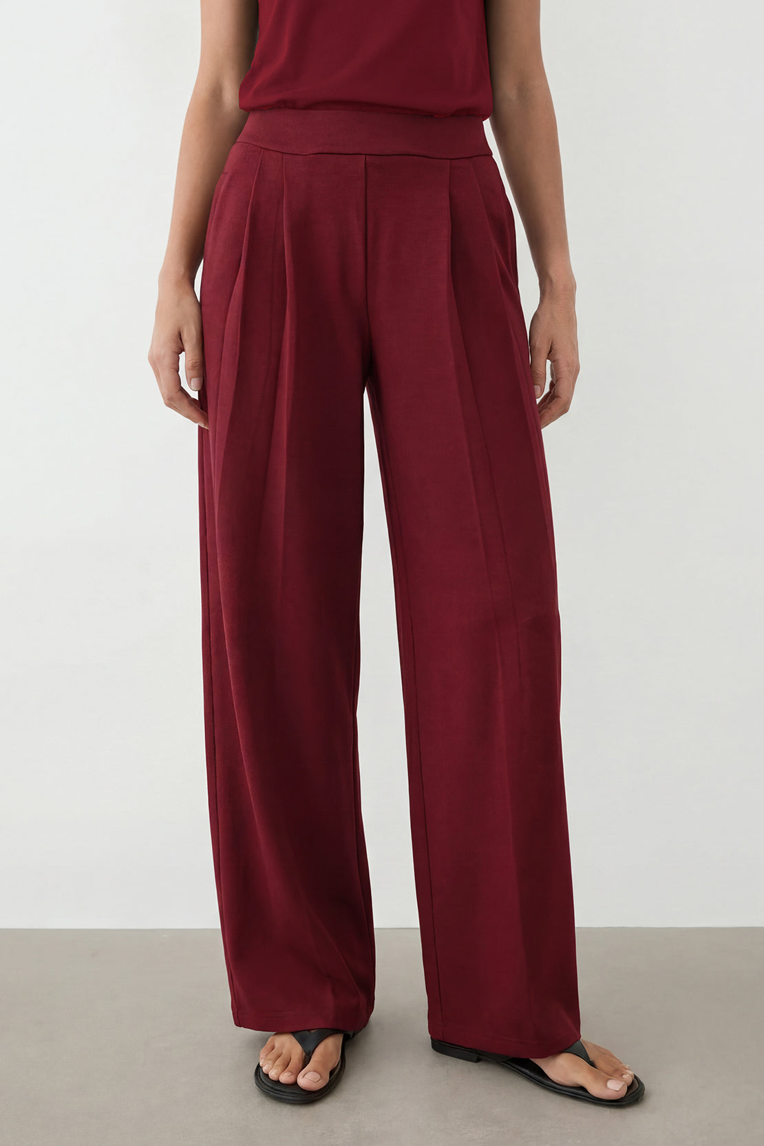 KOKO Modal Blend Wide Leg Pants – Maroon