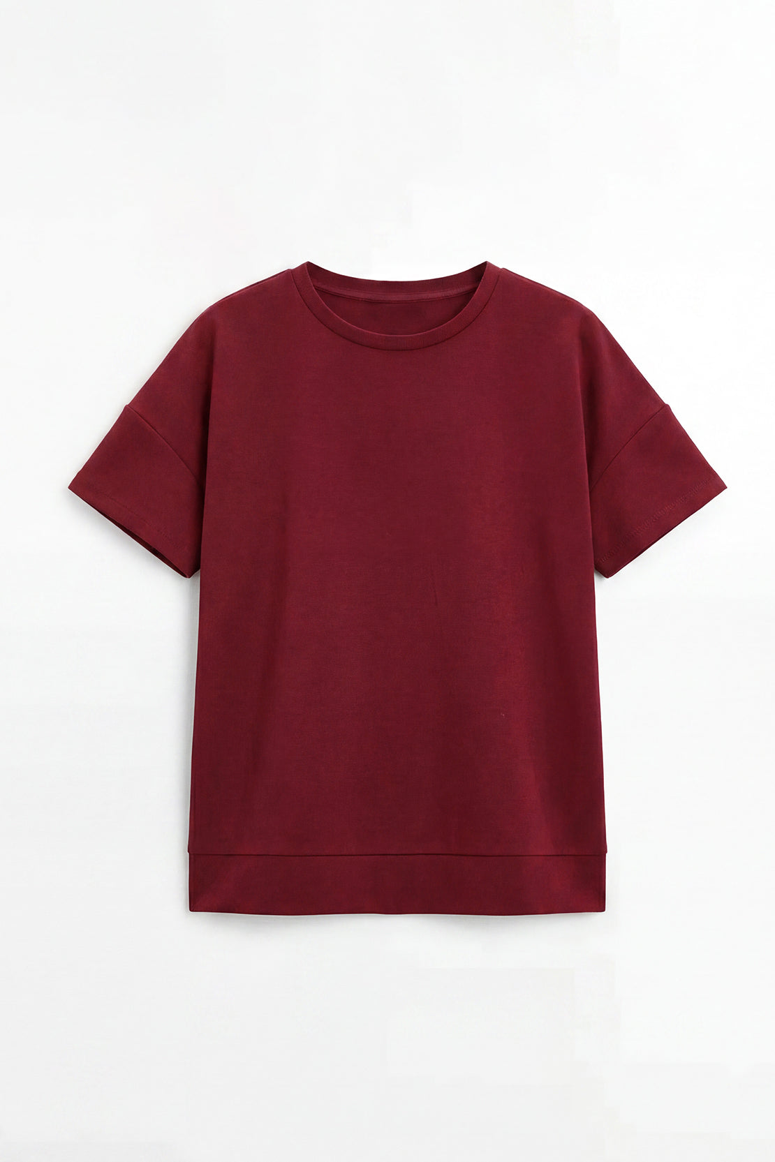 KOKO Modal Blend Relaxed Crew Neck Top – Maroon