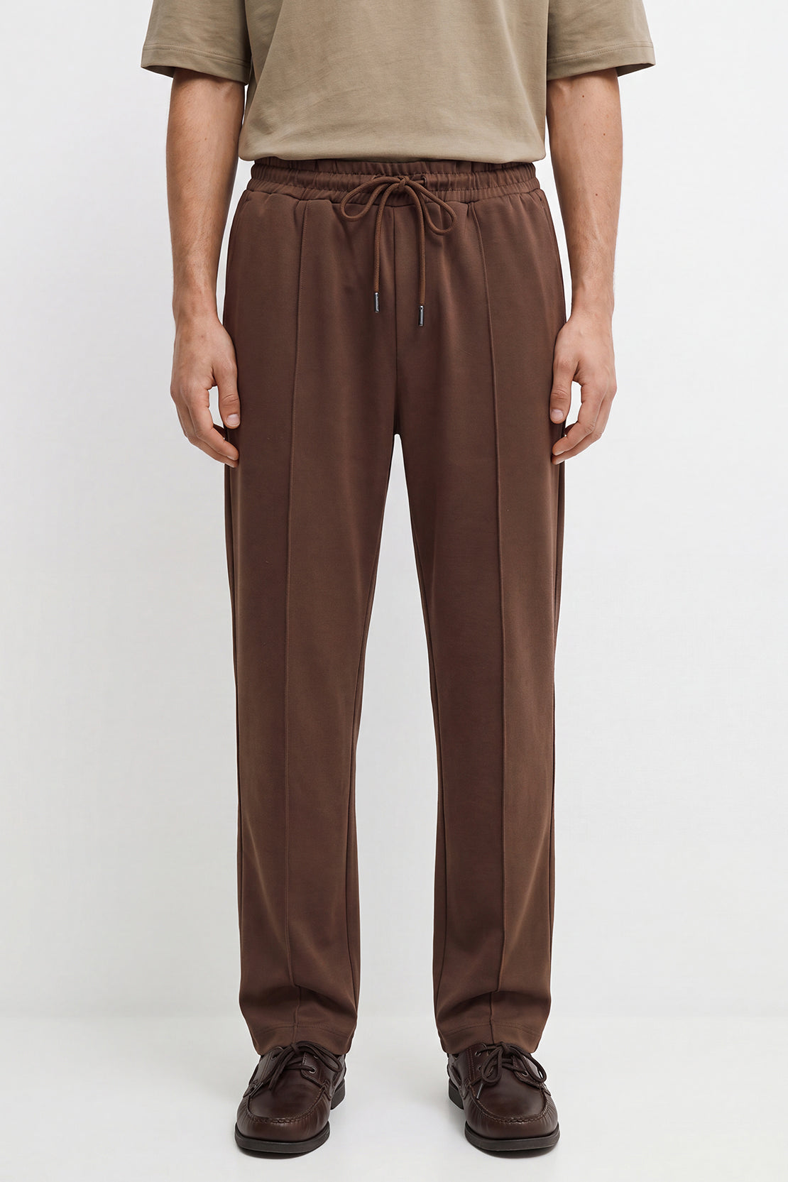 KOKO Modal Blend Straight-Fit Pants – Brown