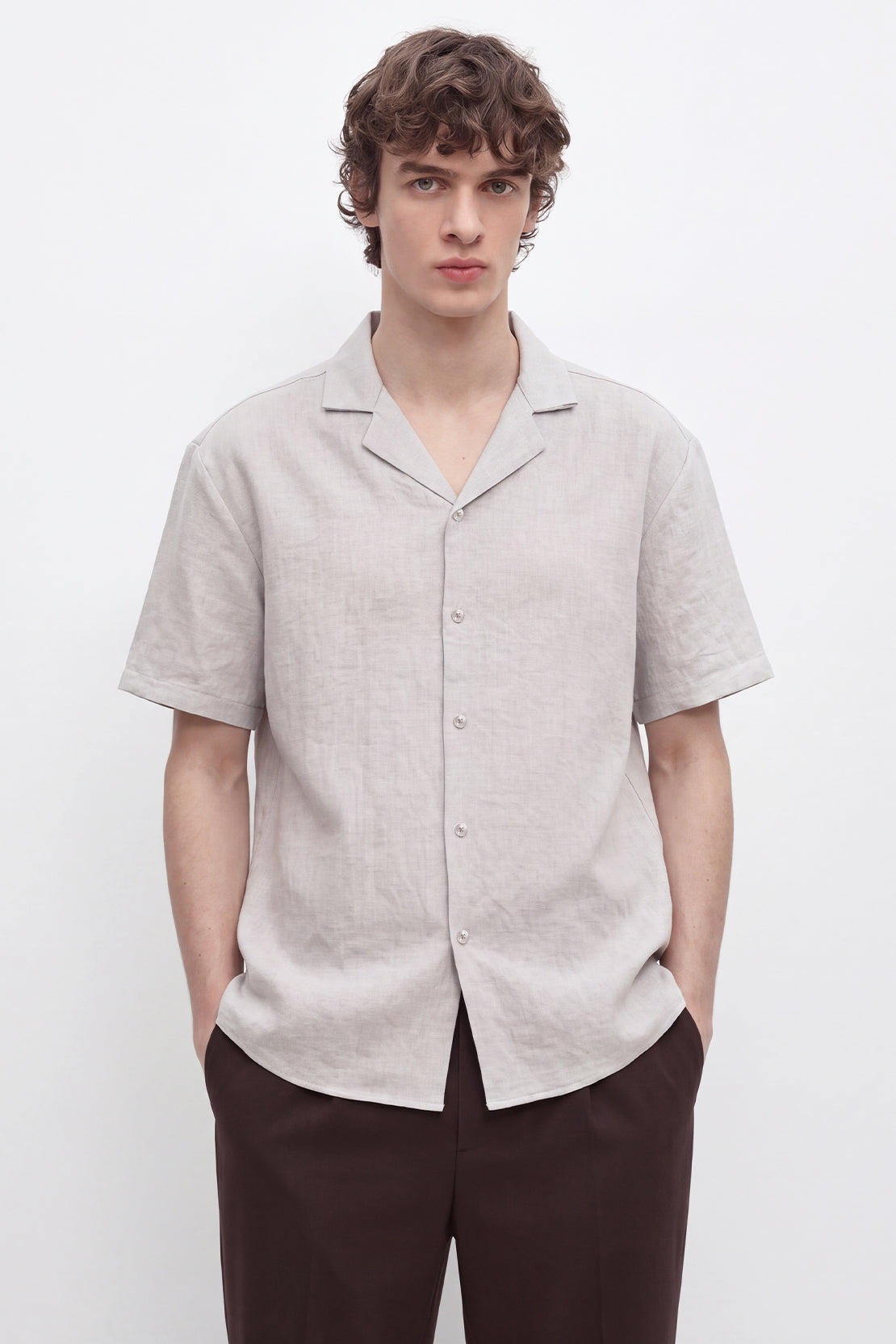 KOKO Pure Linen Half Sleeve Shirt – Grey