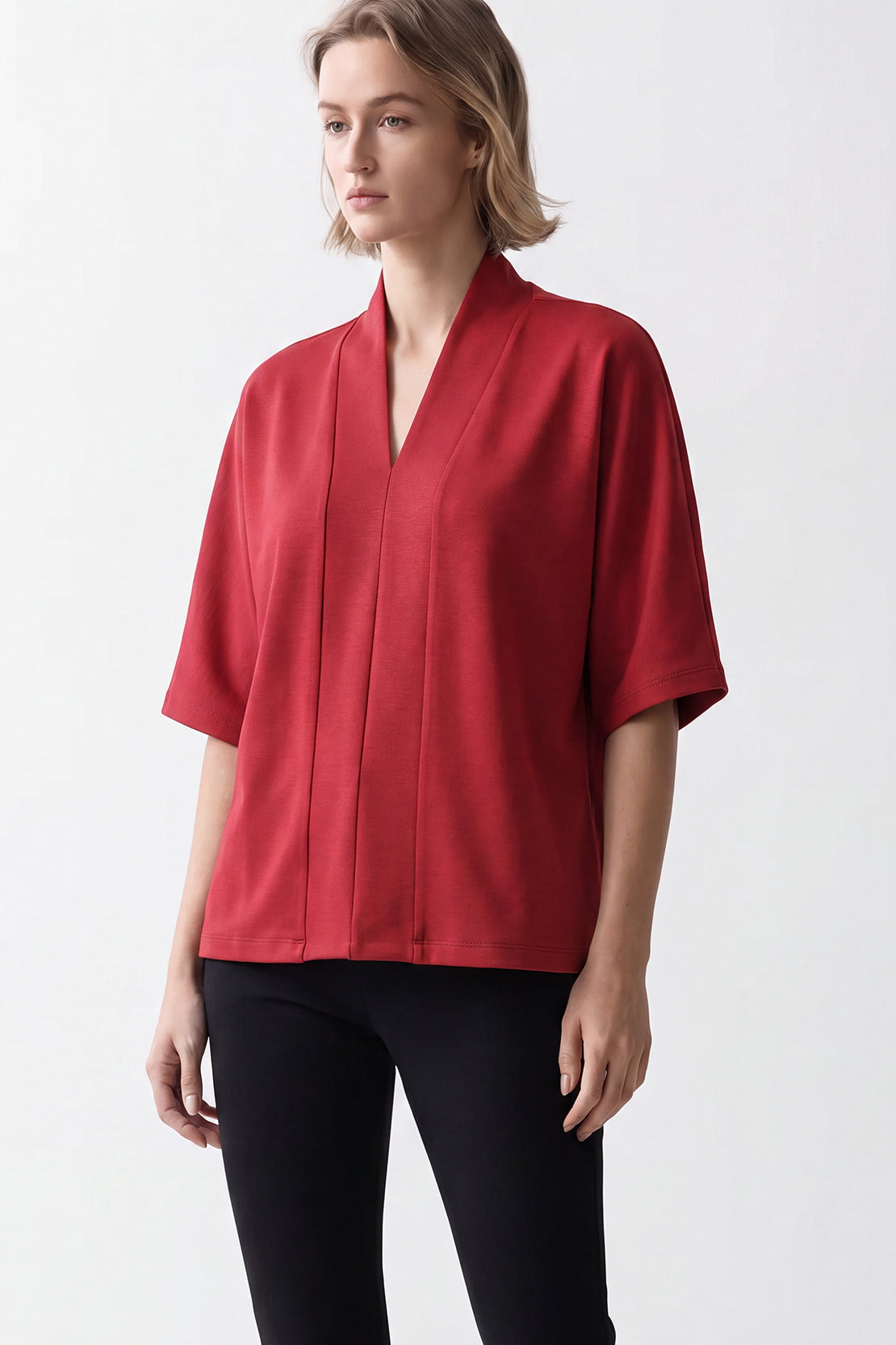 KOKO Modal Blend V-Neck Top – Cherry