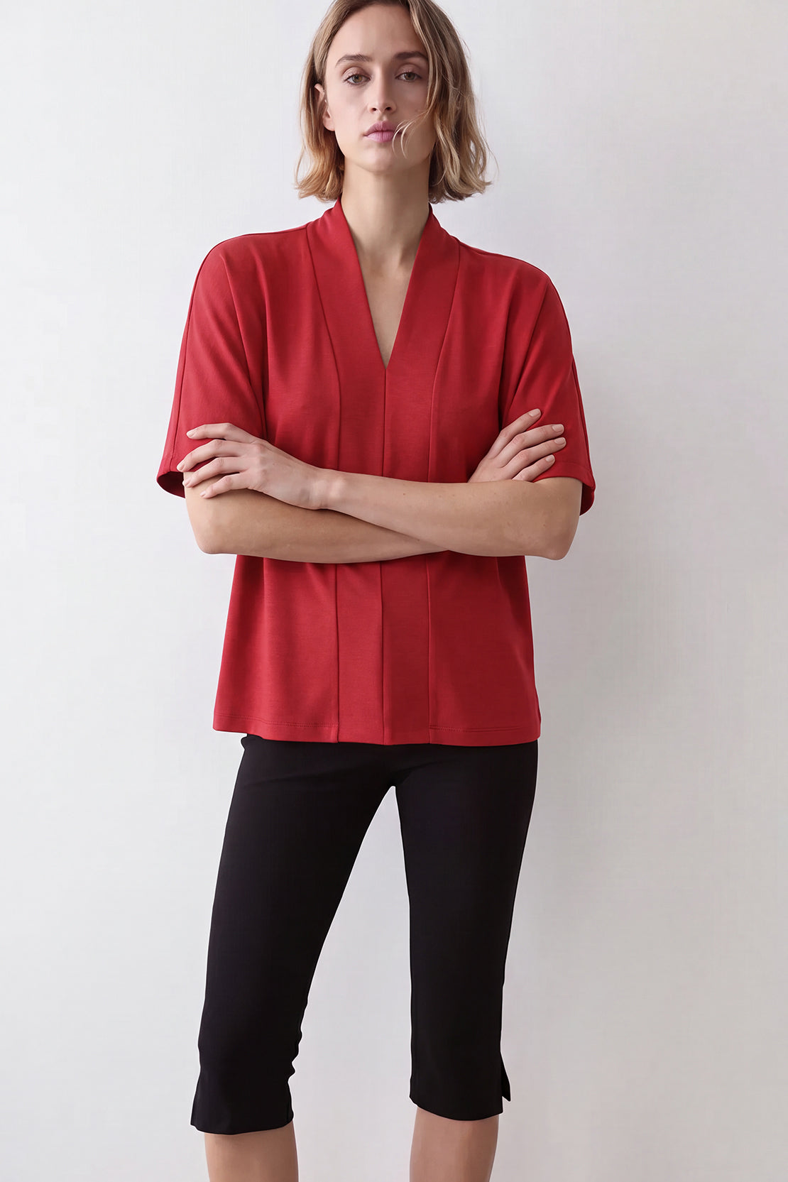 KOKO Modal Blend V-Neck Top – Cherry