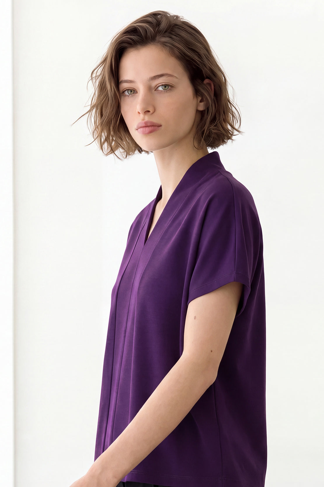 KOKO Modal Blend V-Neck Shirt – Purple