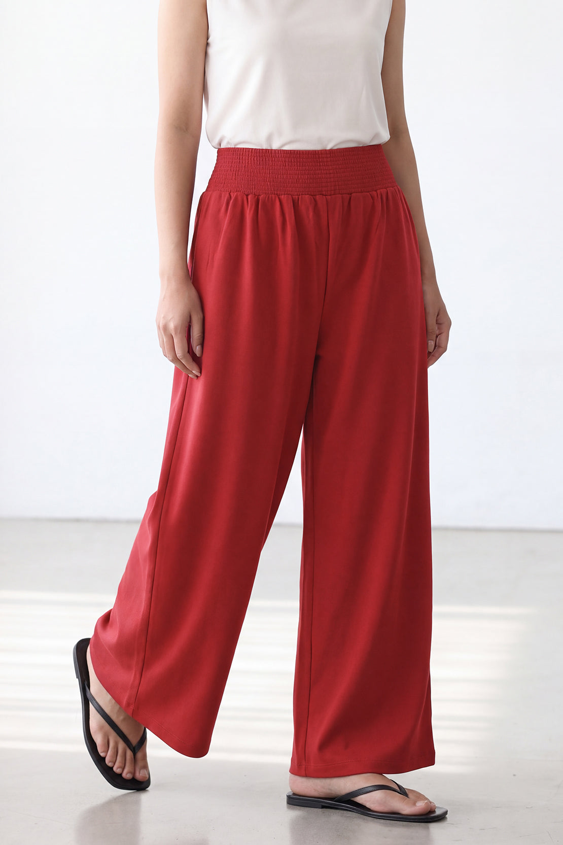KOKO Modal Blend Relaxed Wide Leg Pants – Red