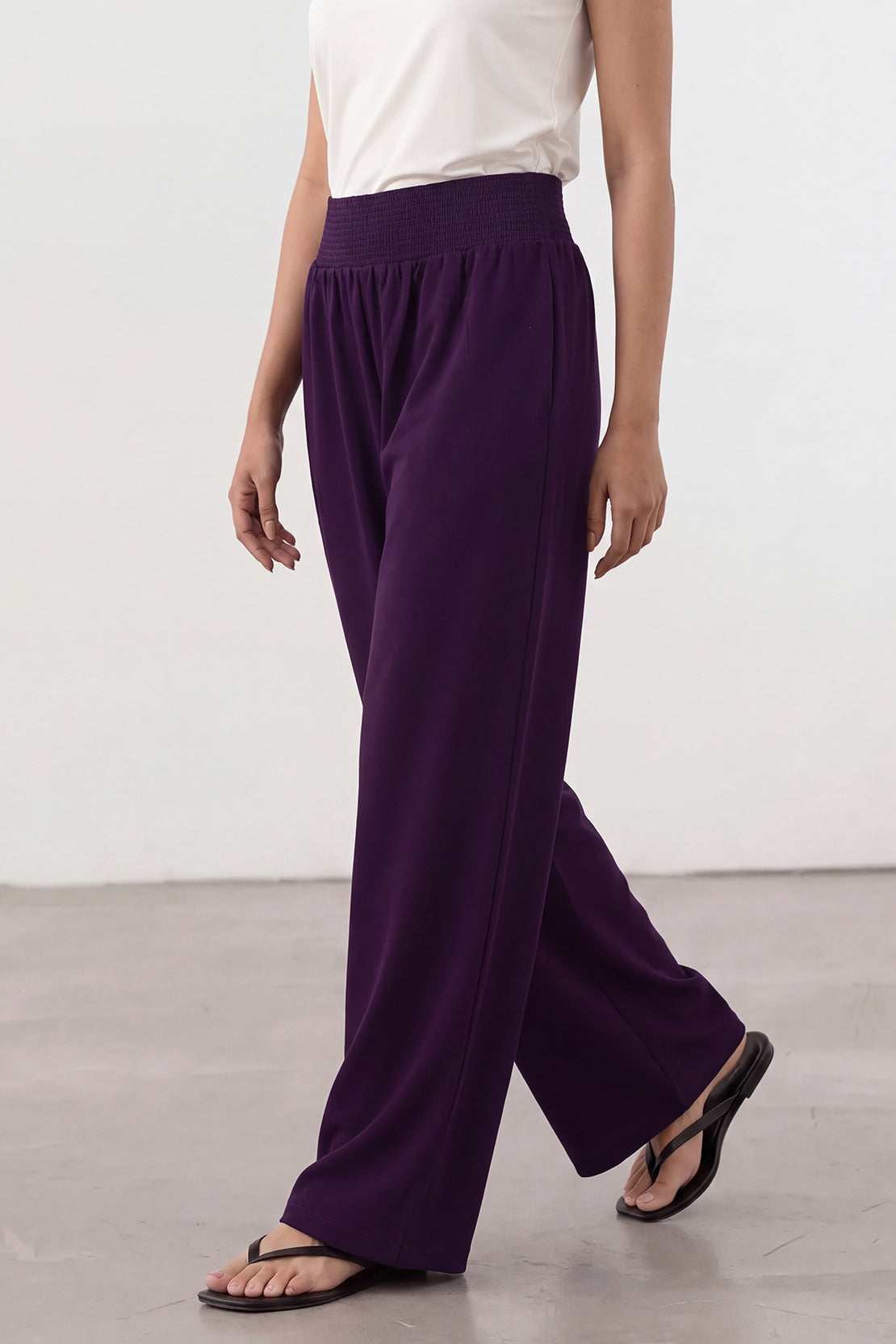 KOKO Modal Blend Relaxed Wide Leg Pants – Purple