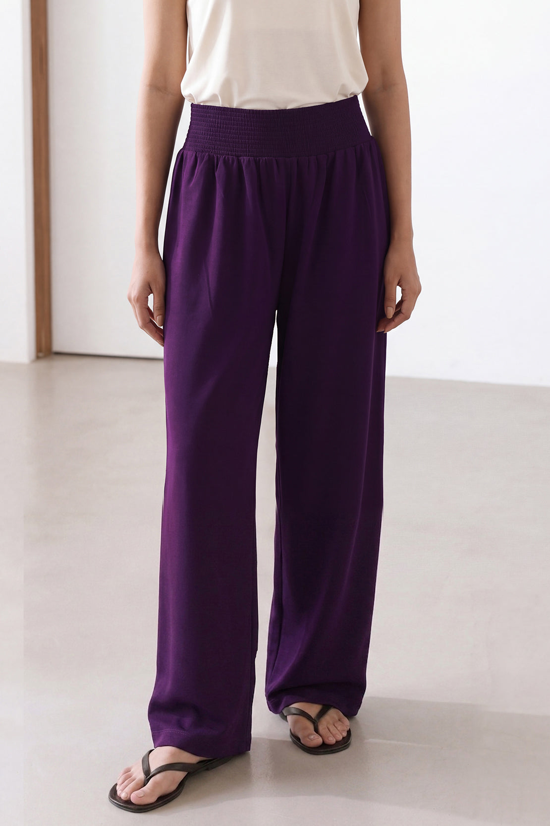 KOKO Modal Blend Relaxed Wide Leg Pants – Purple