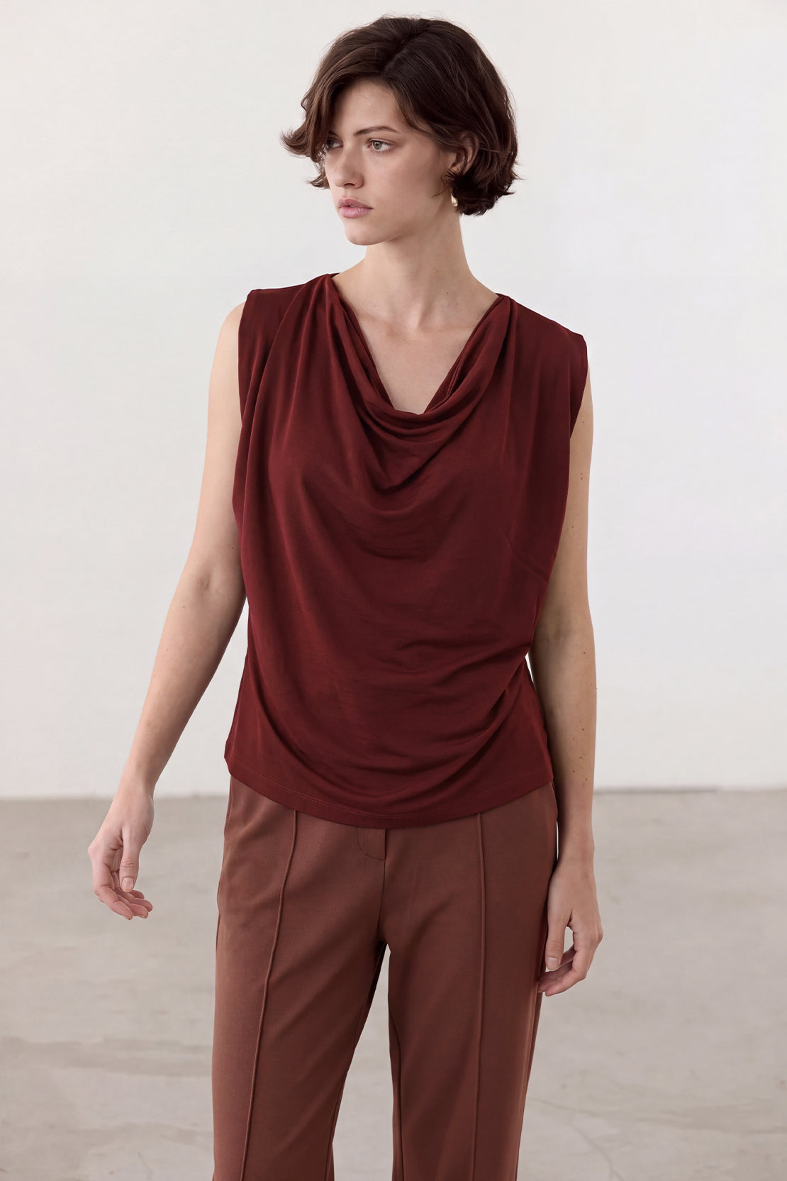 KOKO Silky Muslin Cowl-Neck Top