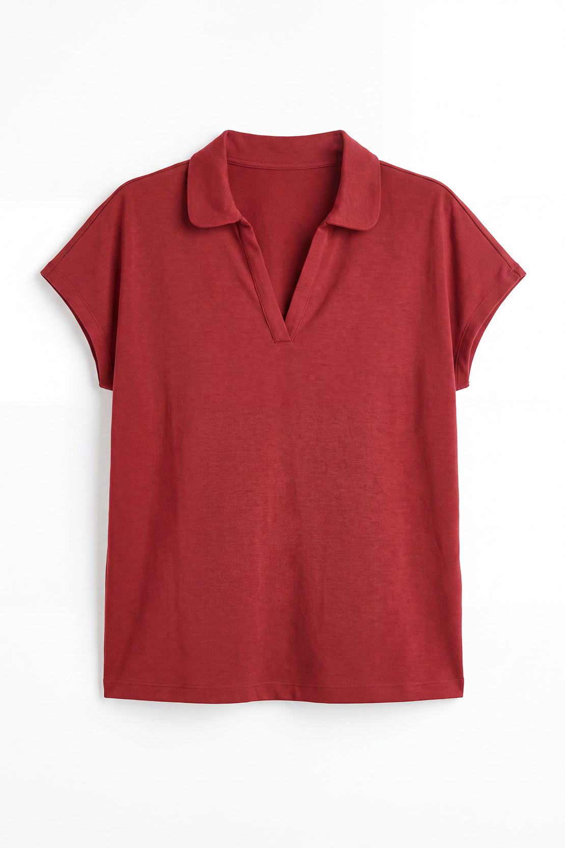 KOKO Feather Cotton Collared Top – Cherry