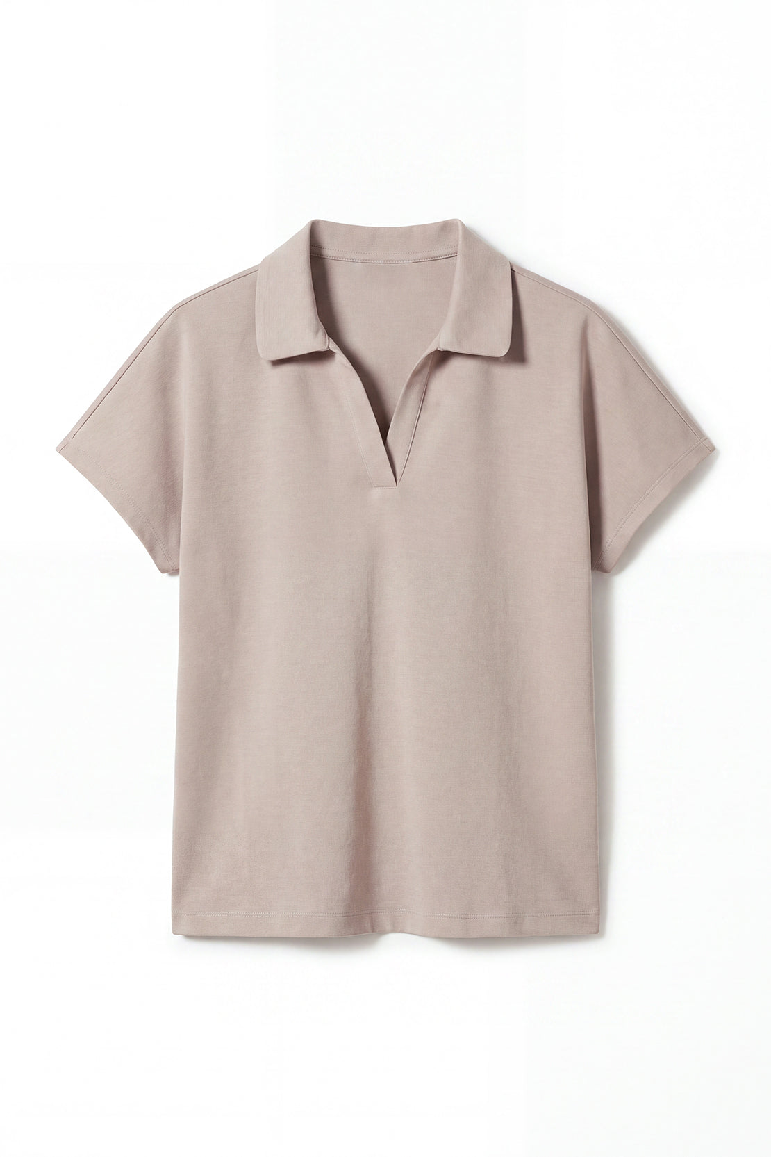 KOKO Feather Cotton Collared Top – Beige