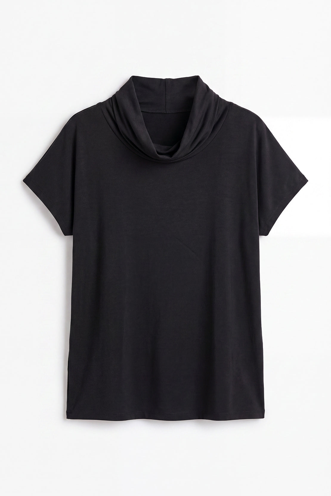 KOKO Silky Muslin Cowl-Neck Top – black