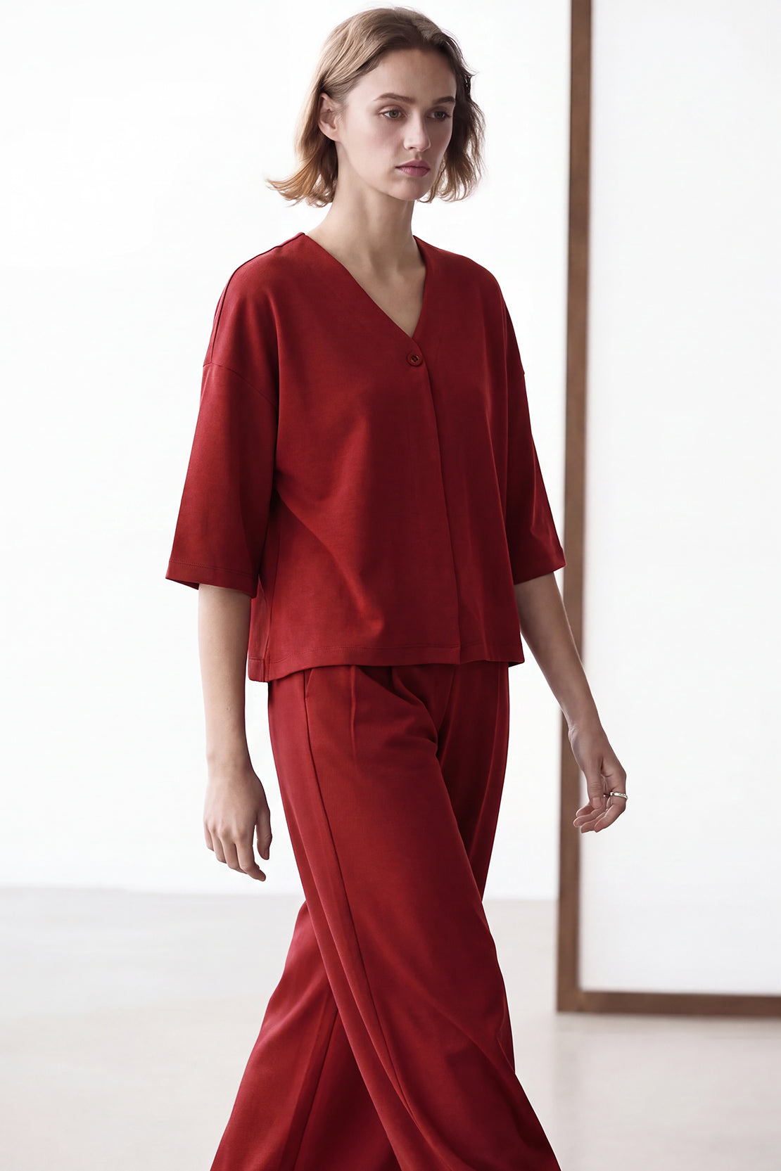 KOKO Modal V-Neck Shirt – Red