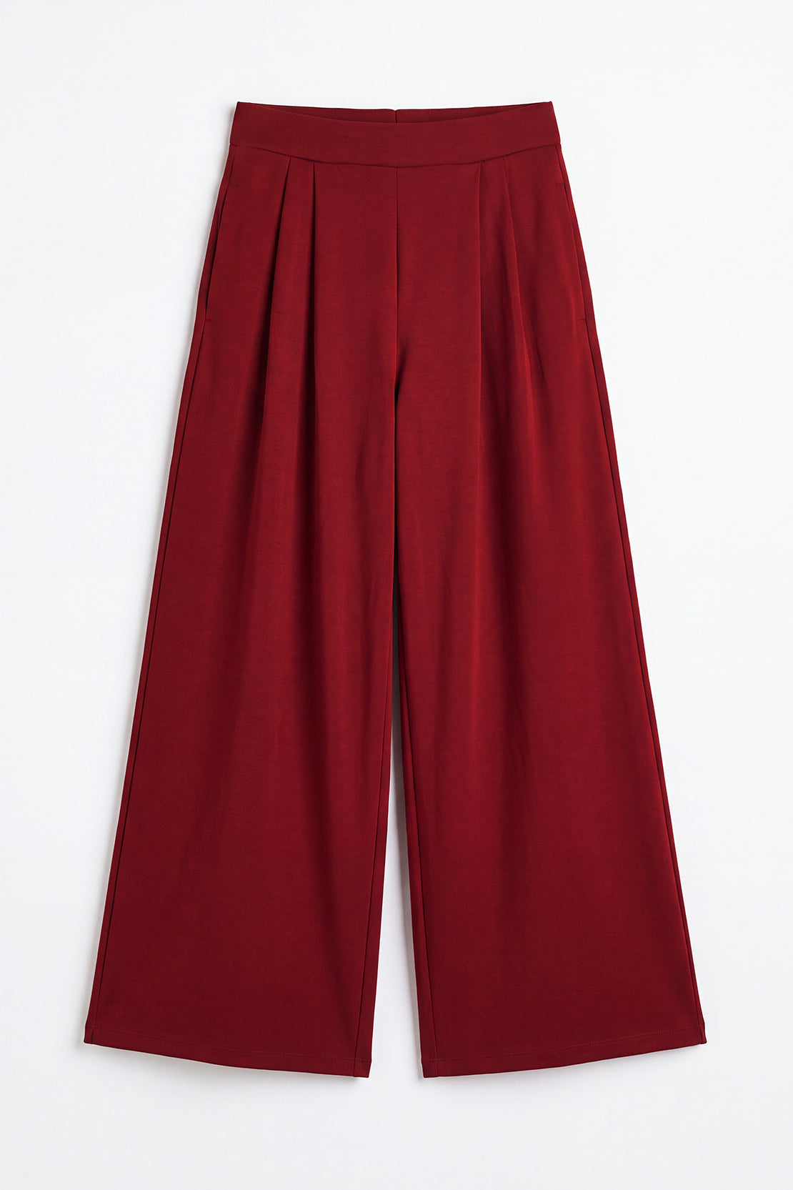 KOKO Modal High-Waist Pleated Pants – Red