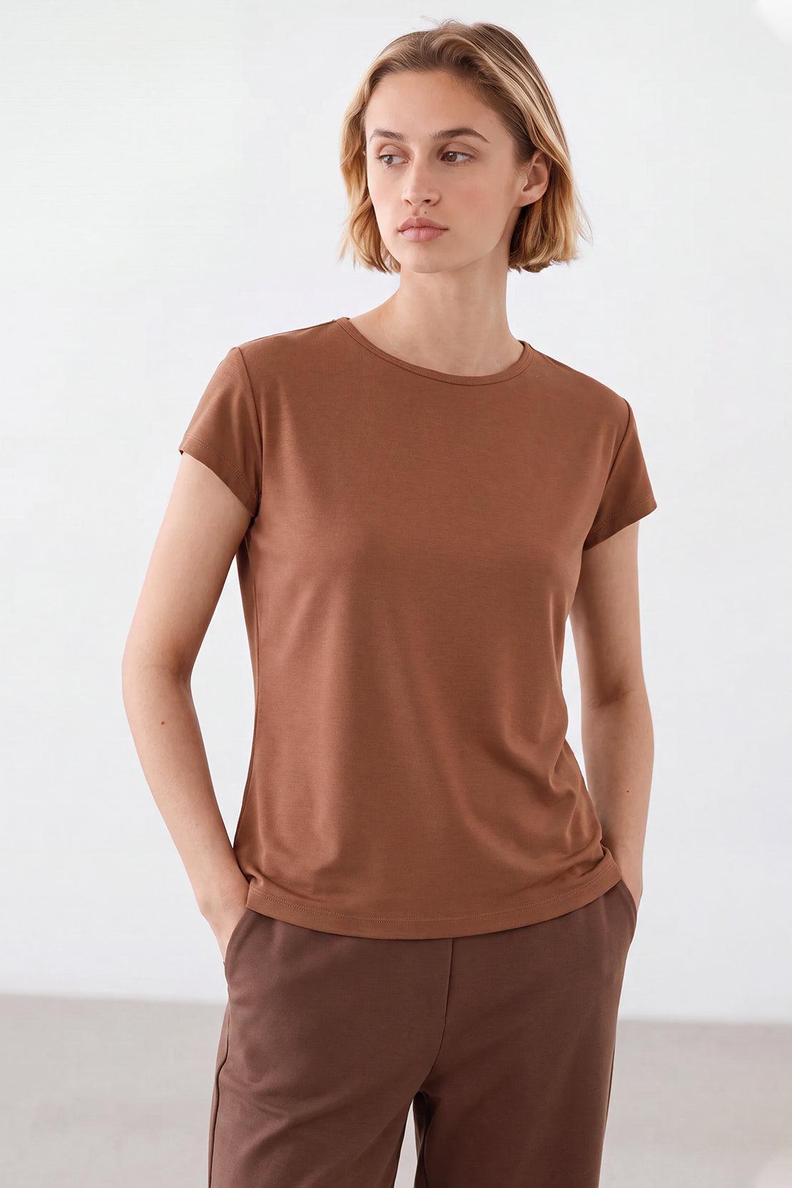 KOKO Air Weave Cap Sleeve T-Shirt – Taupe