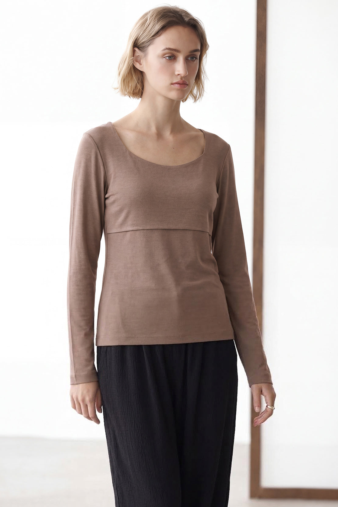 KOKO Cupro Fitted Top – Taupe