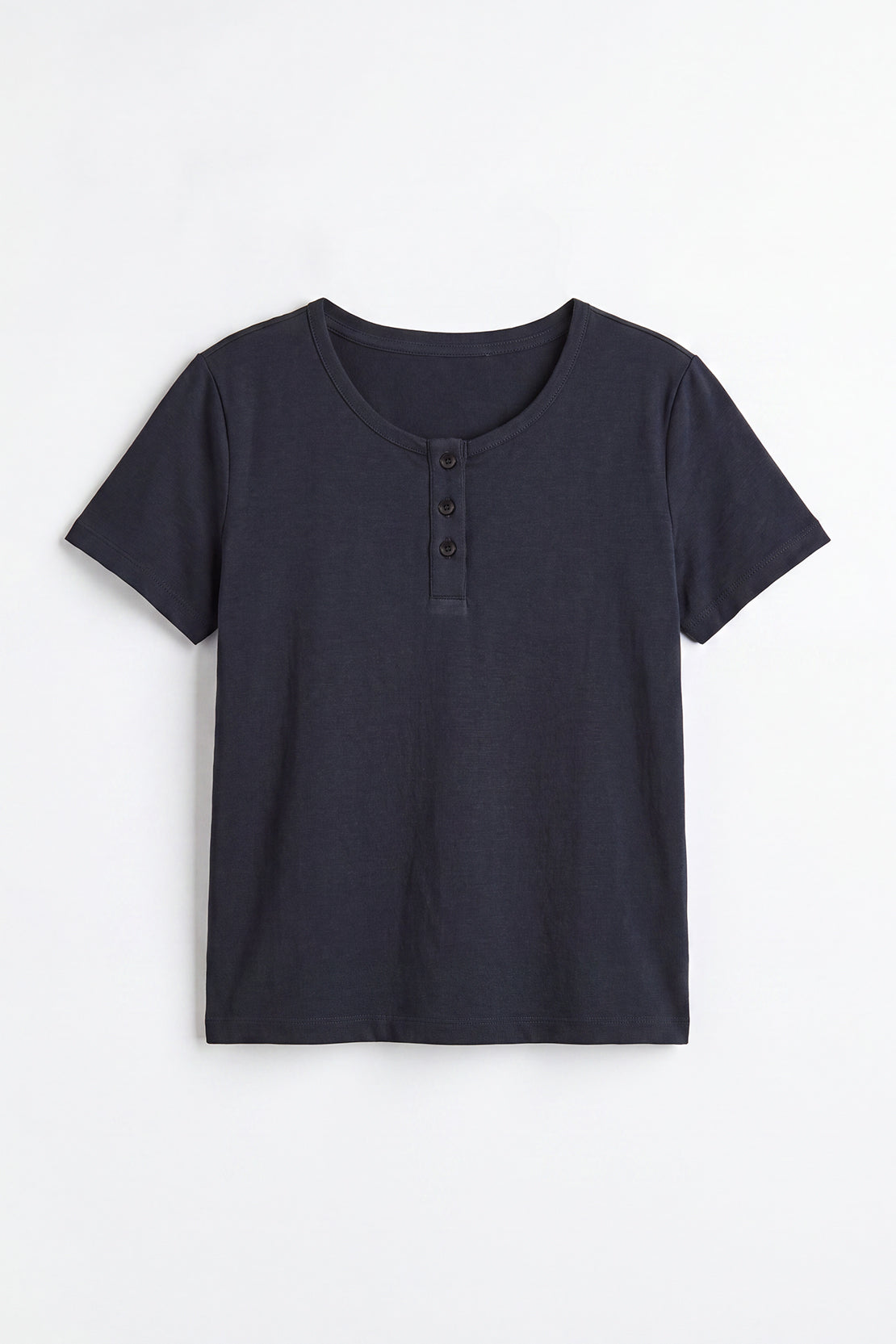 KOKO Cupro Buttoned T-Shirt – Navy