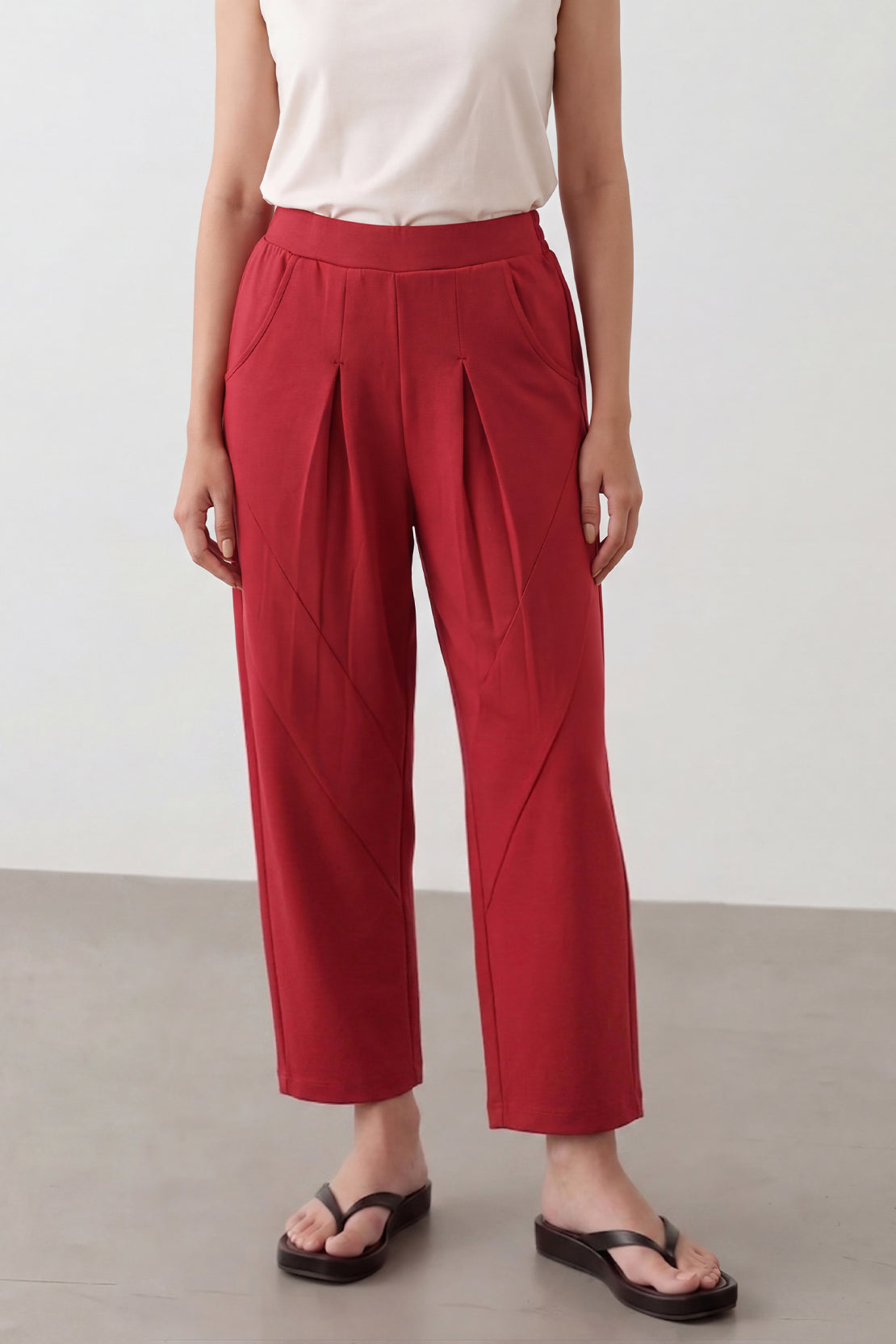 KOKO Modal Blend Barrel Pants – Red