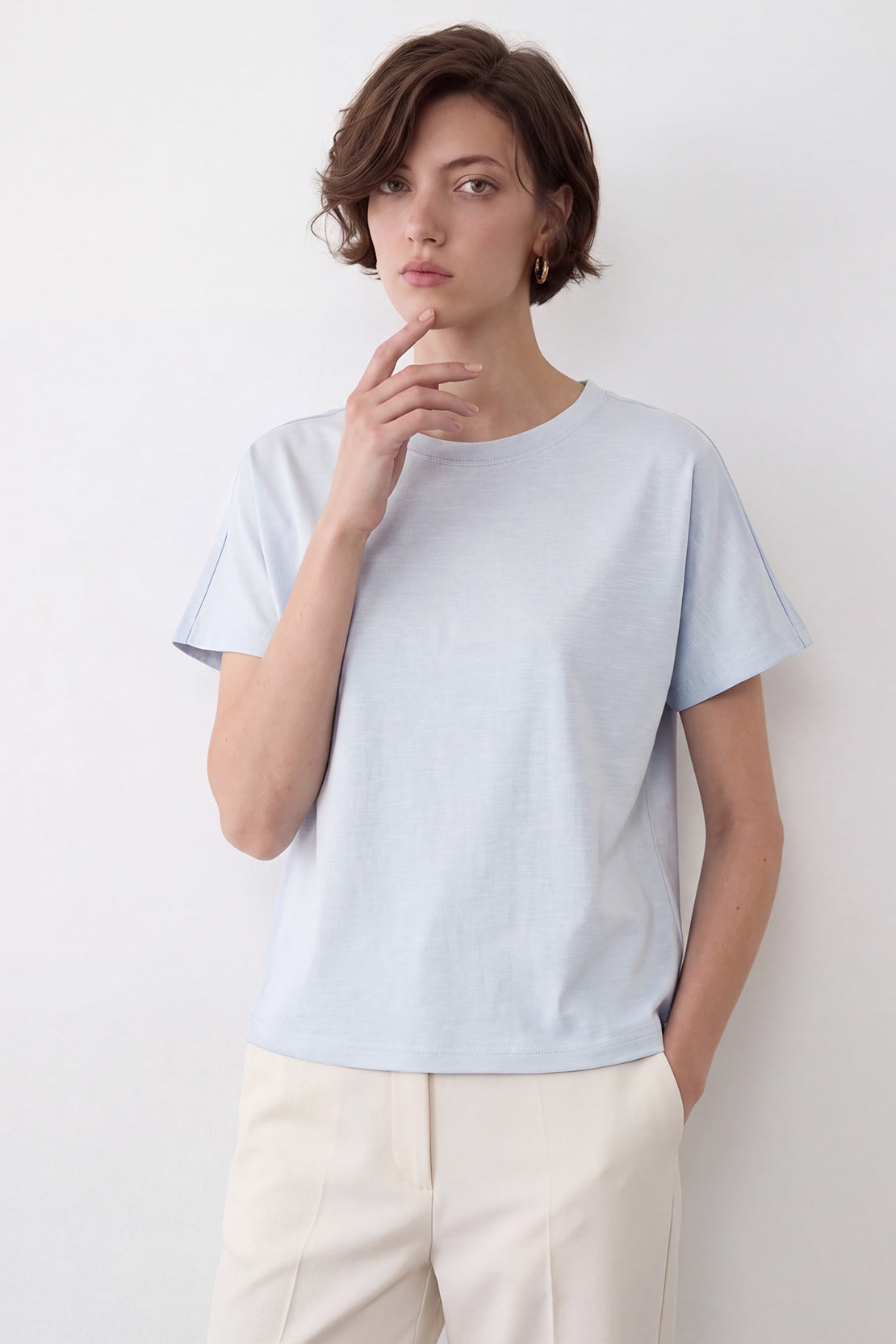 KOKO Cotton Modal Crew Neck T-Shirt – Soft Blue