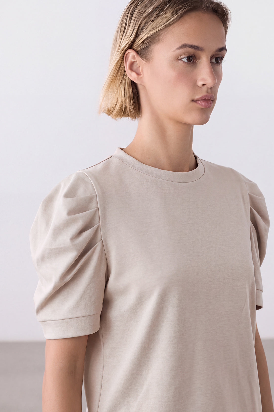Koko Modal Blend Puff Sleeve Top – Grey