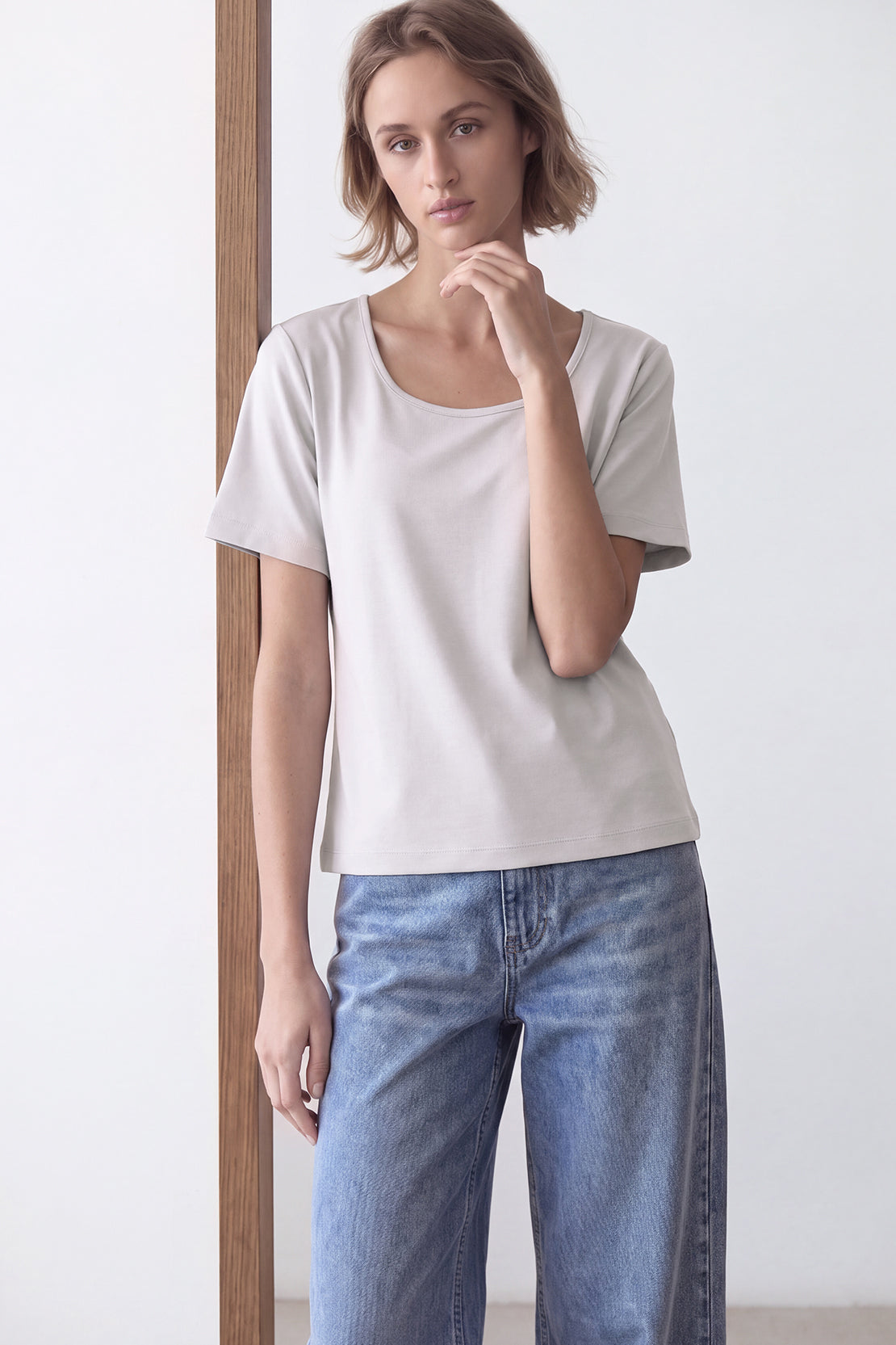 KOKO Modal Blend Scoop Neck Top – Silver