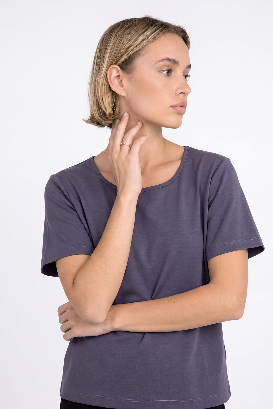 KOKO Modal Blend Scoop Neck Top – Smoke