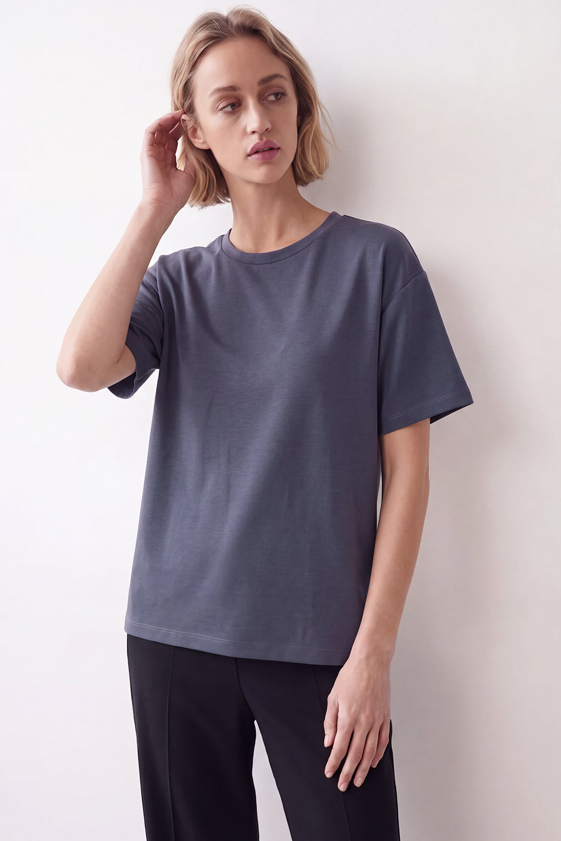 KOKO Modal Blend Drop Shoulder T-Shirt – Smoke