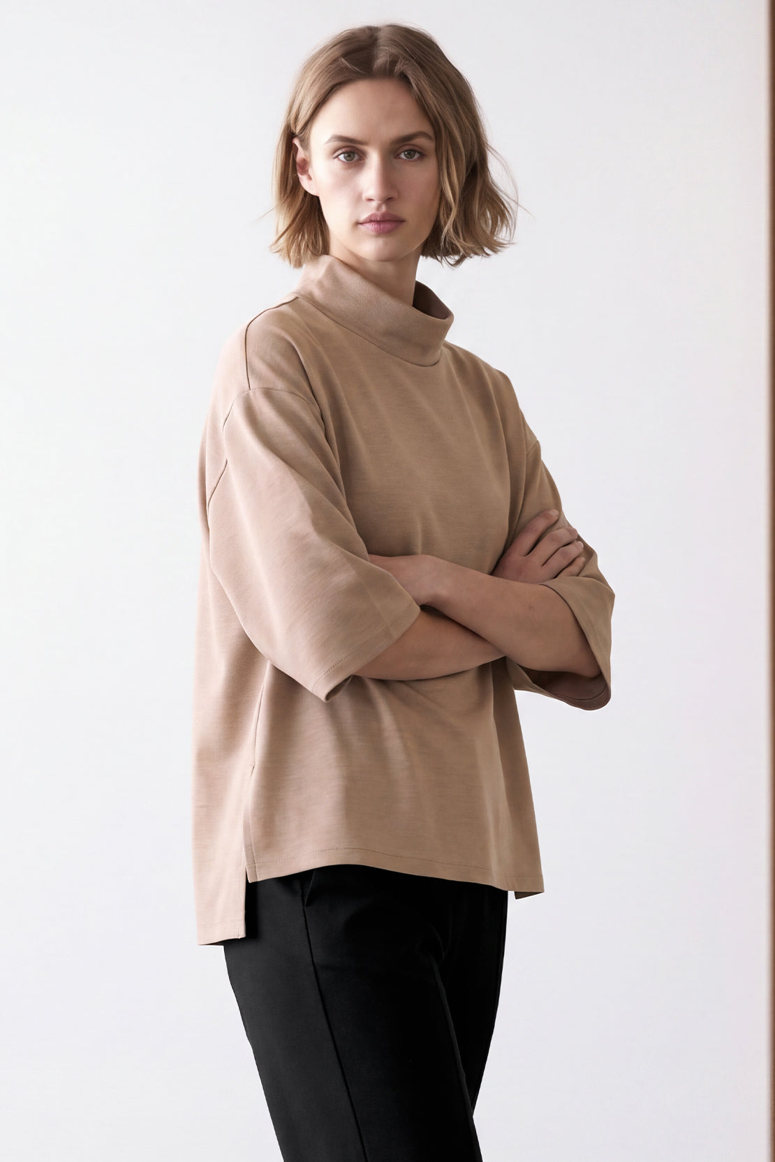 KOKO Modal Blend Turtle Neck Shirt – Beige