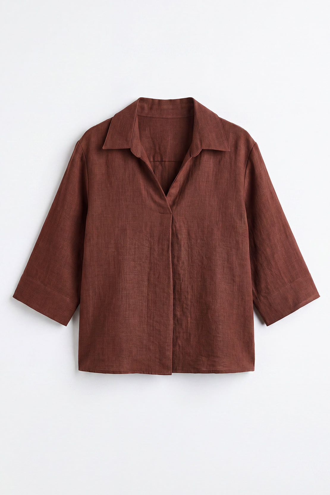 KOKO Pure Linen Collared Shirt – Brown