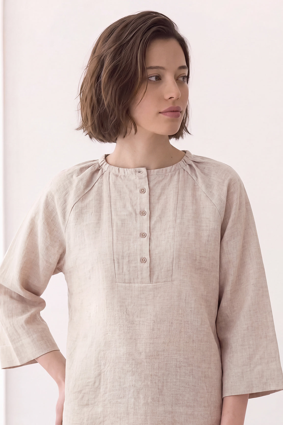 KOKO Pure Linen Half Placket Shirt