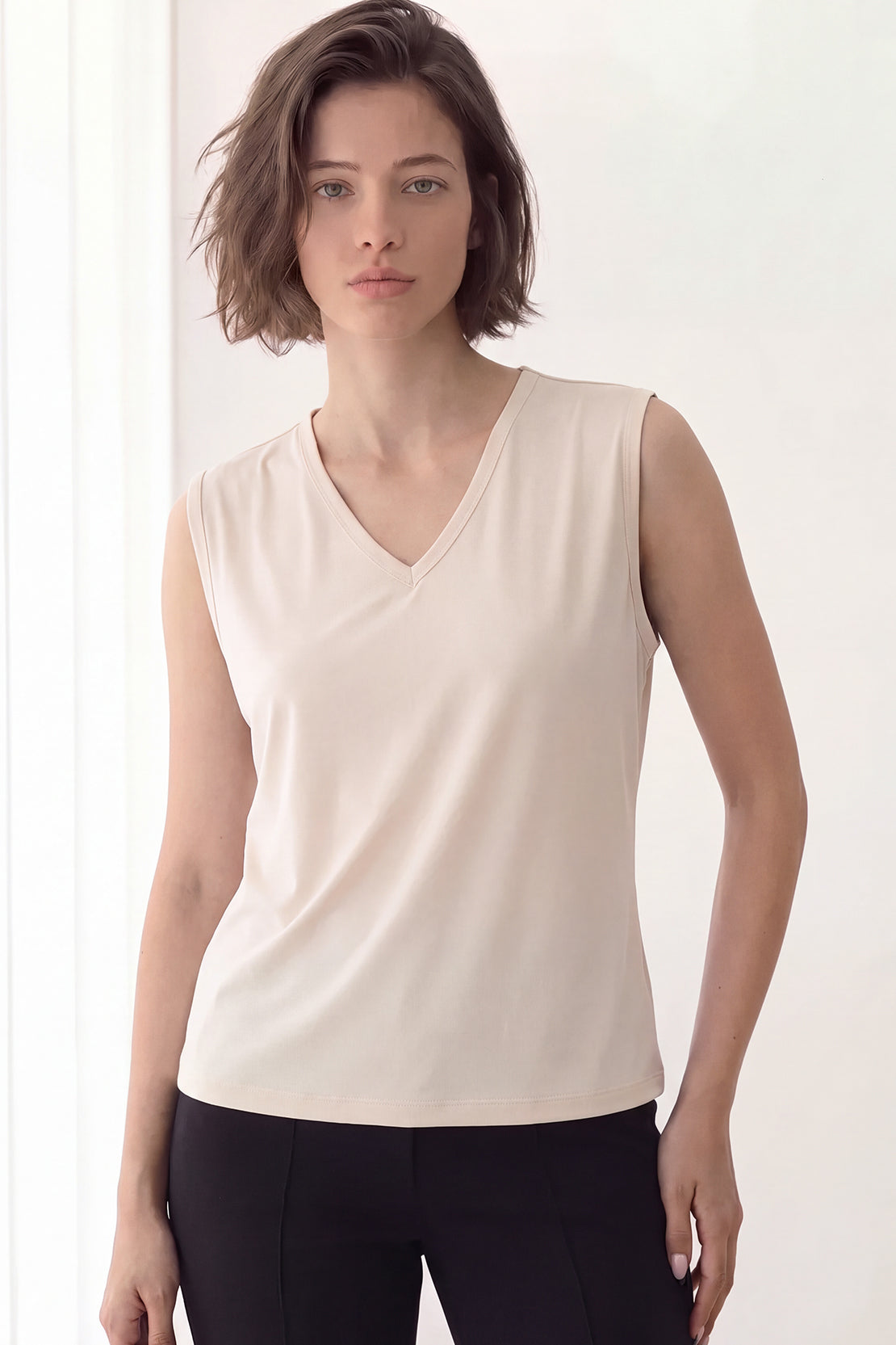KOKO Airism V-Neck Tank Top – Beige