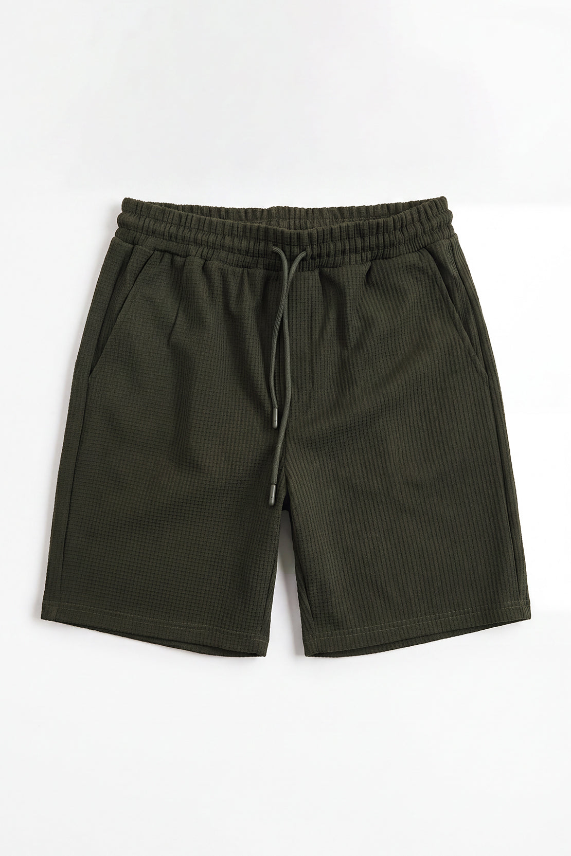 KOKO Structured Knit Shorts – Olive