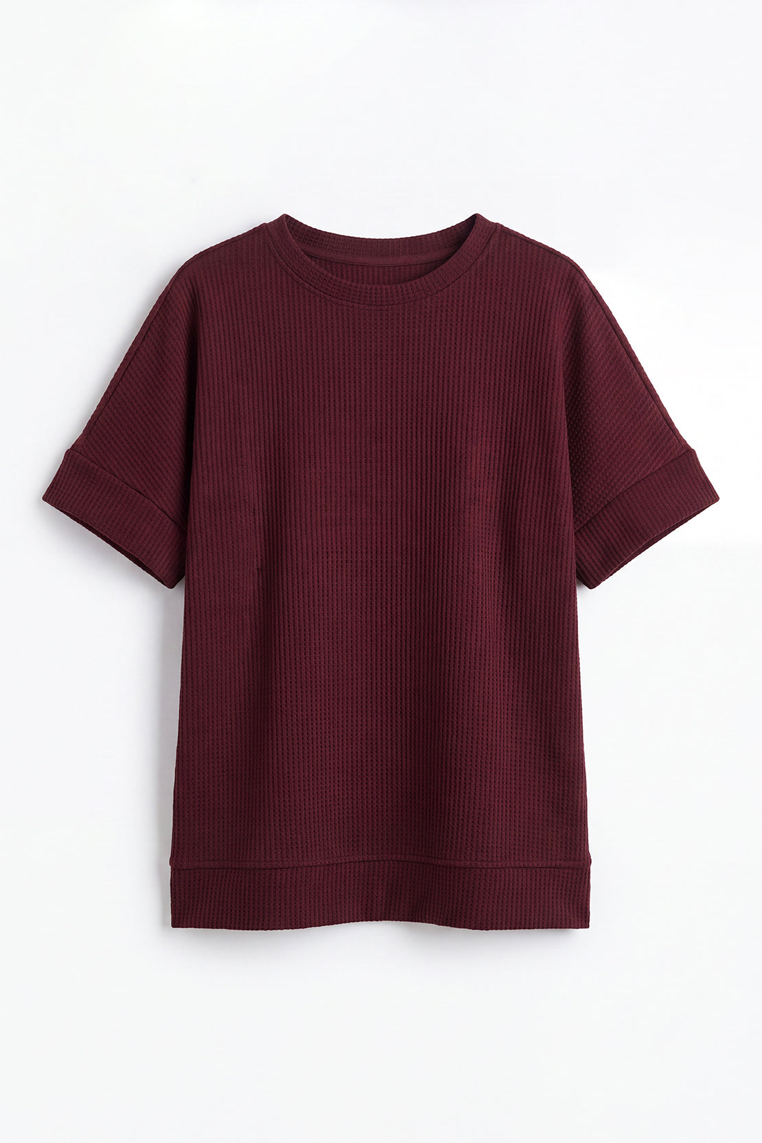 KOKO Structured Knit Relaxed Top – Deep Wine
