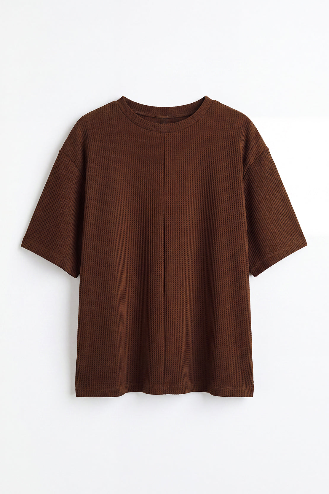 KOKO Structured Knit Drop Shoulder Top – Brown