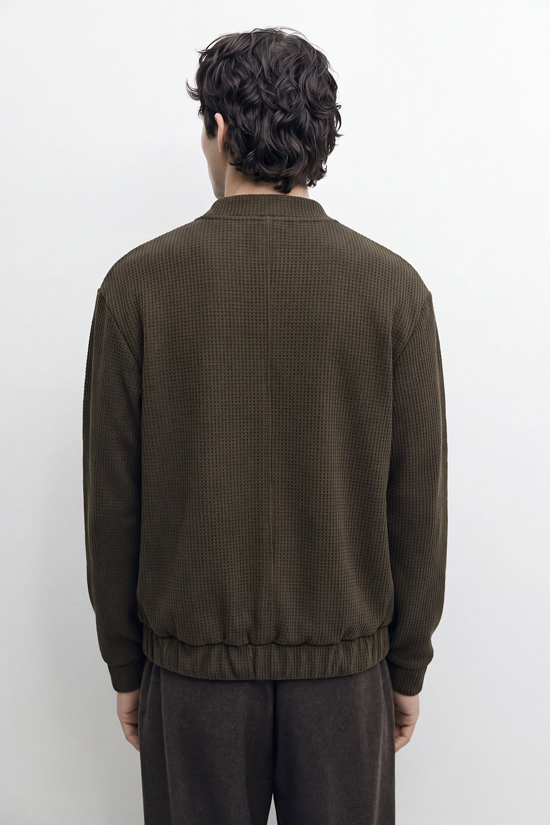 KOKO Structured Knit Baseball Jacket with Placket