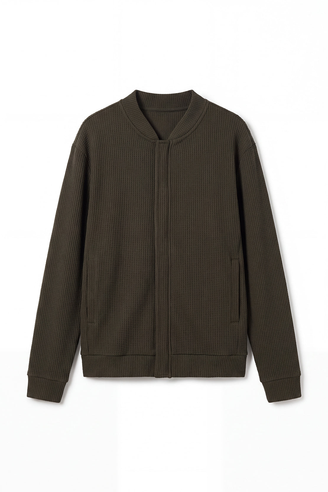 KOKO Structured Knit Baseball Jacket with Placket