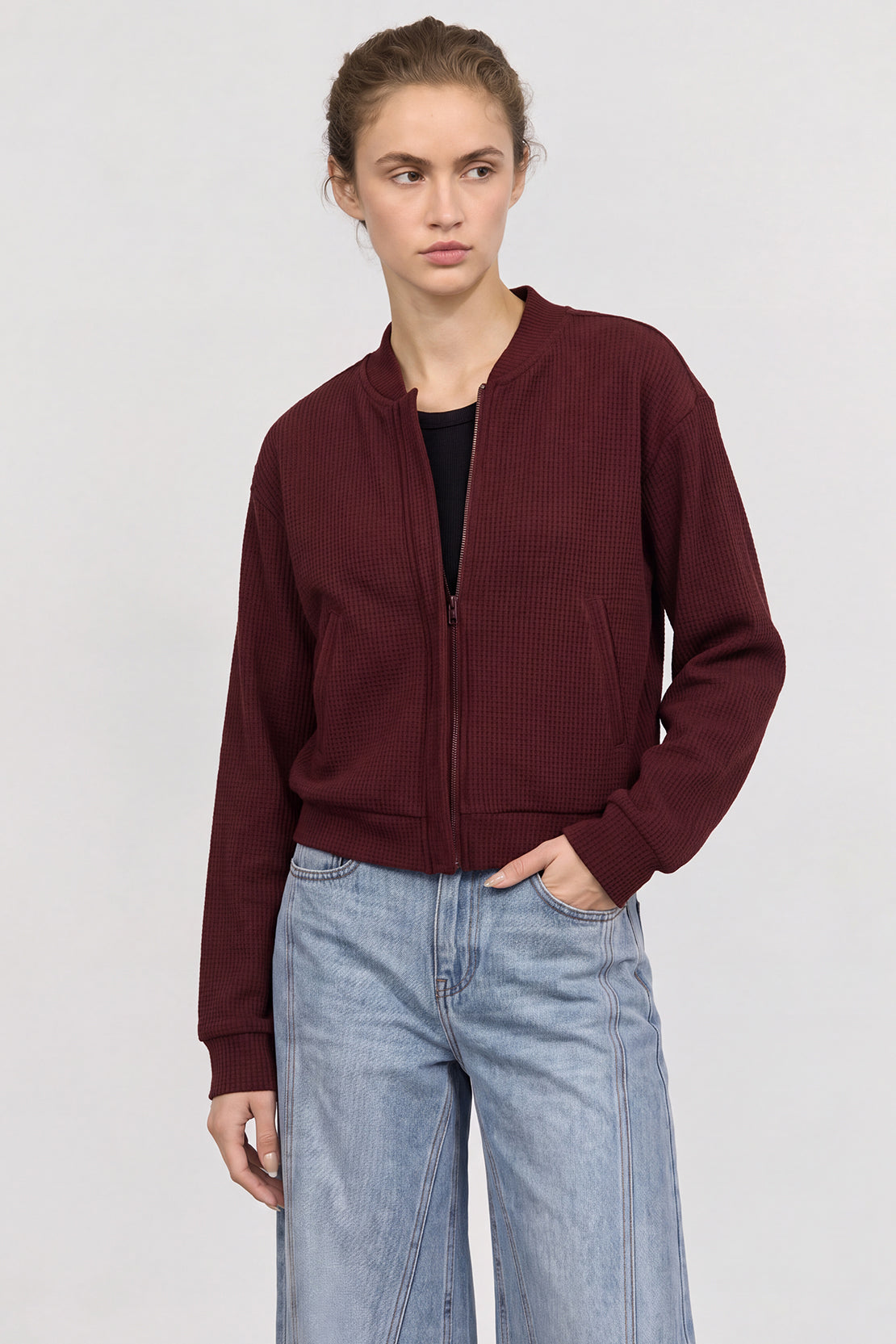 KOKO Structured Knit Zip-Up Jacket