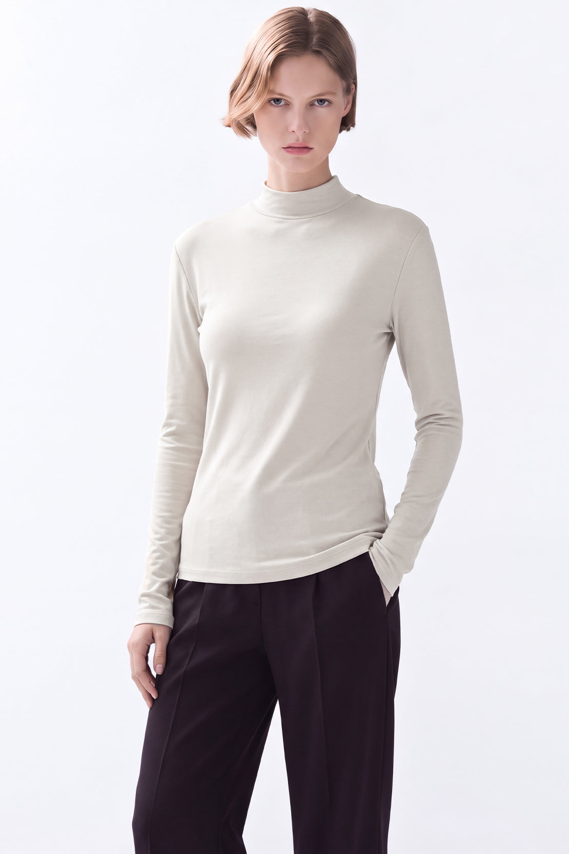 KOKO Wool Mock Neck T-Shirt